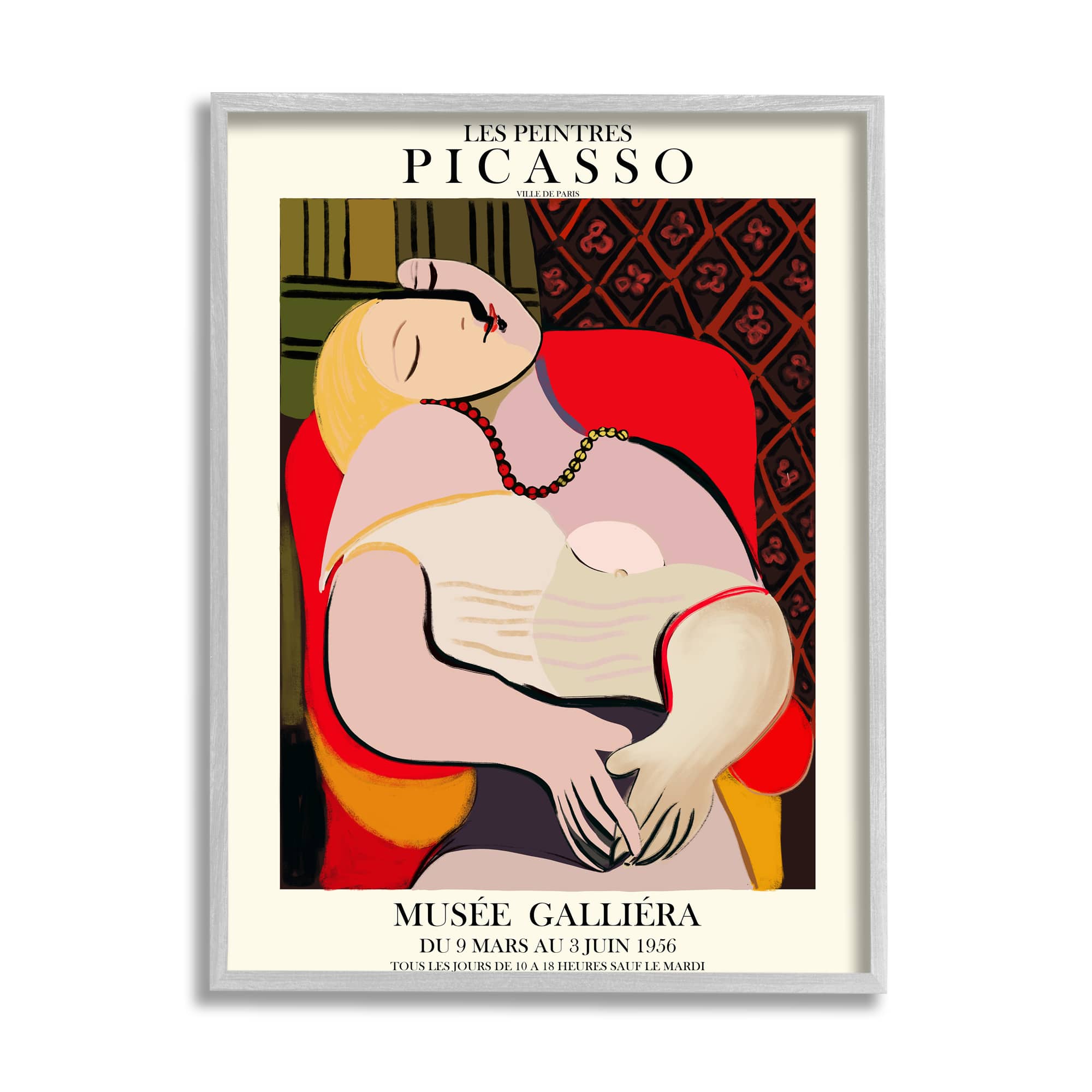 Stupell Industries Picasso Traditional Abstract Painting Dreaming Red Chair in Gray Frame Wall Art