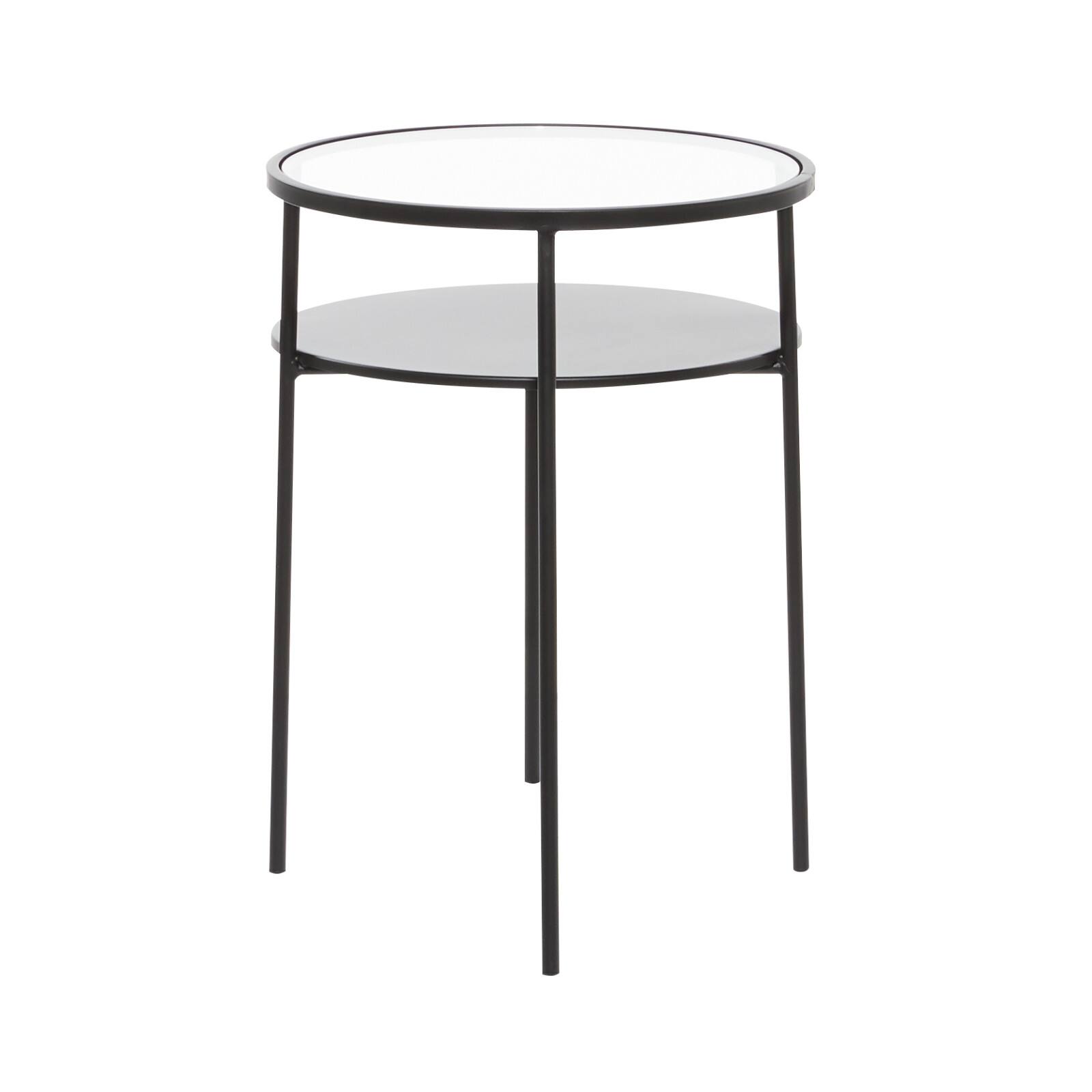 23&#x22; Black Modern Metal Accent Table