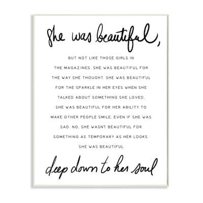 Stupell Industries She Was Beautiful Quote Inspirational Feminine ...