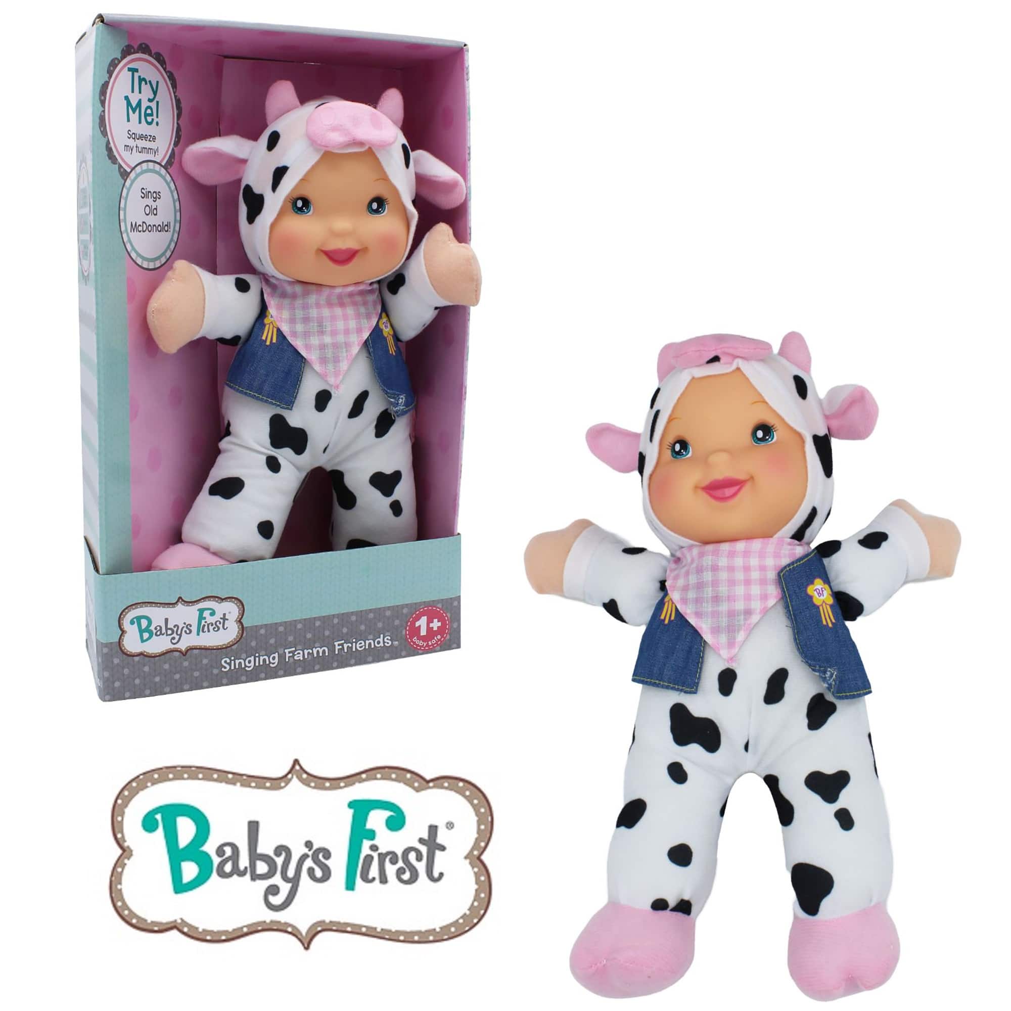 Goldberger Baby's First® Singing Farm Friends™ Bilingual Baby Doll with Cow Outfit