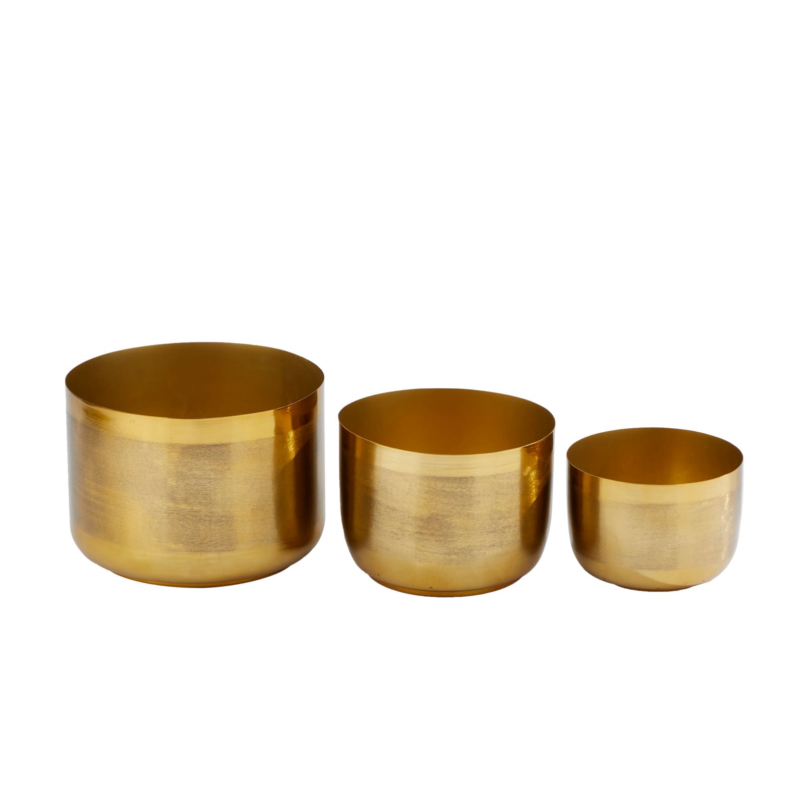 CosmoLiving by Cosmopolitan Set of 3 Gold Iron Modern Planter, 9