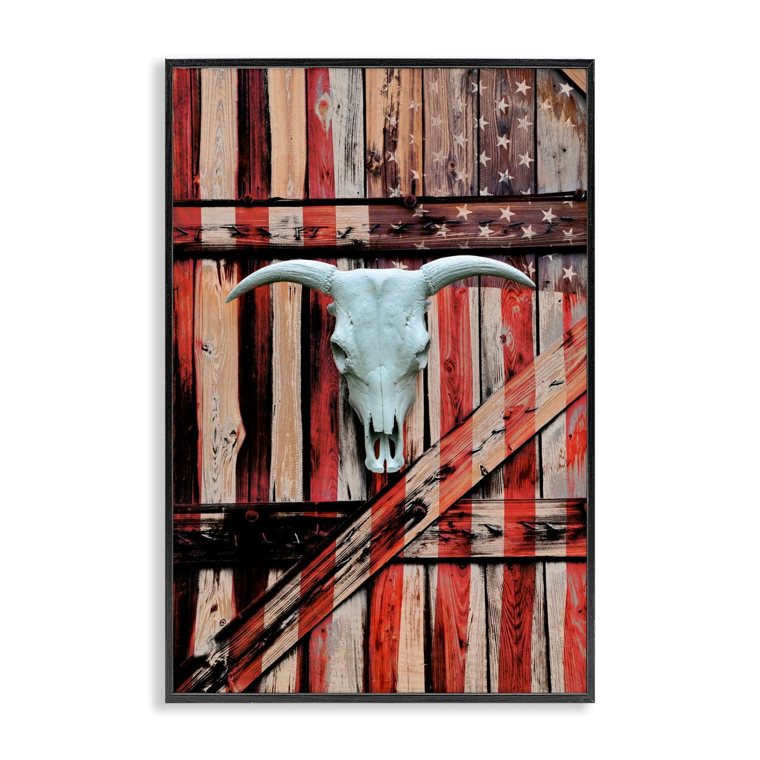 Stupell Industries Patriotic Cow Skull Framed Giclee Art