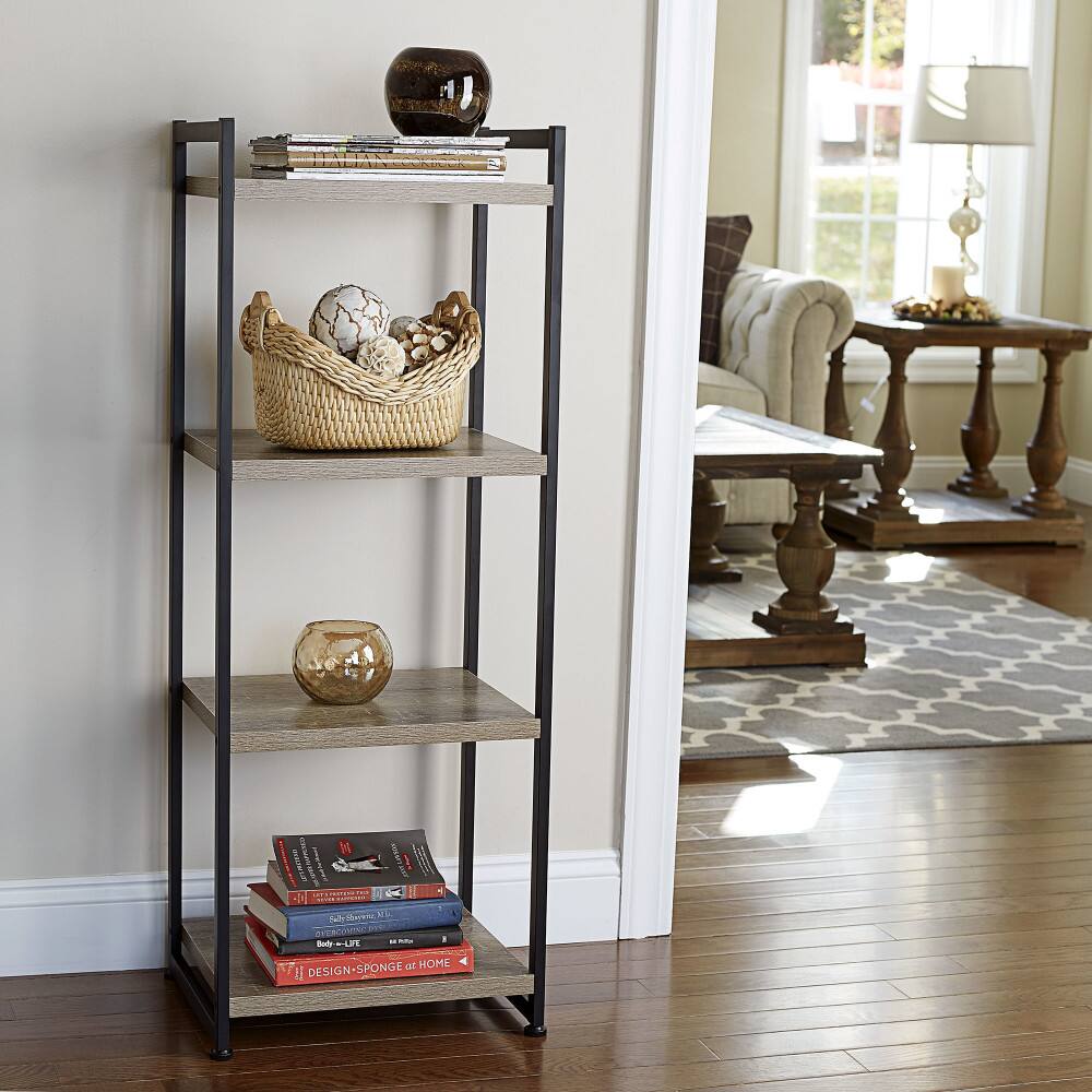 Household Essentials Jamestown 4-Shelf Narrow Ashwood Bookshelf