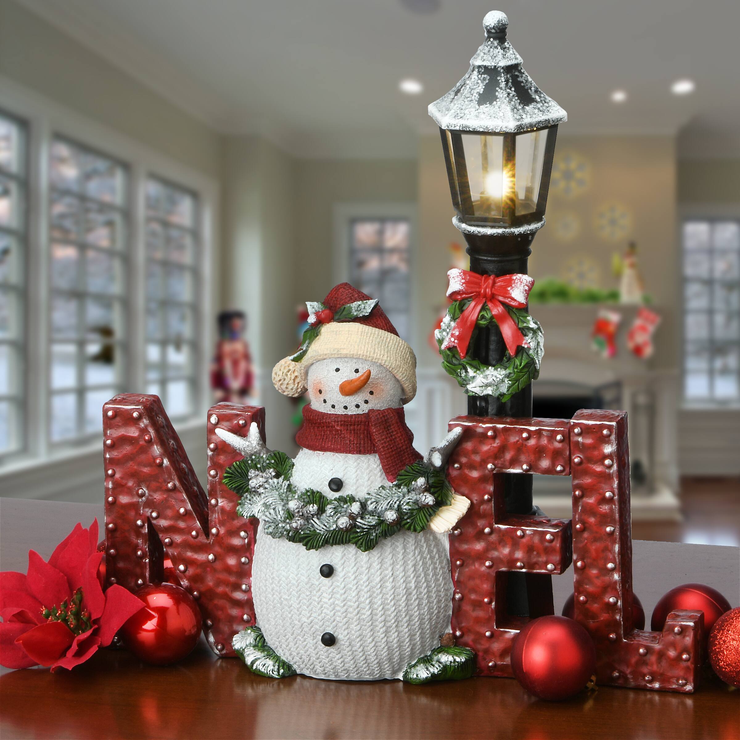 12" LED Snowman & Lamppost Decoration