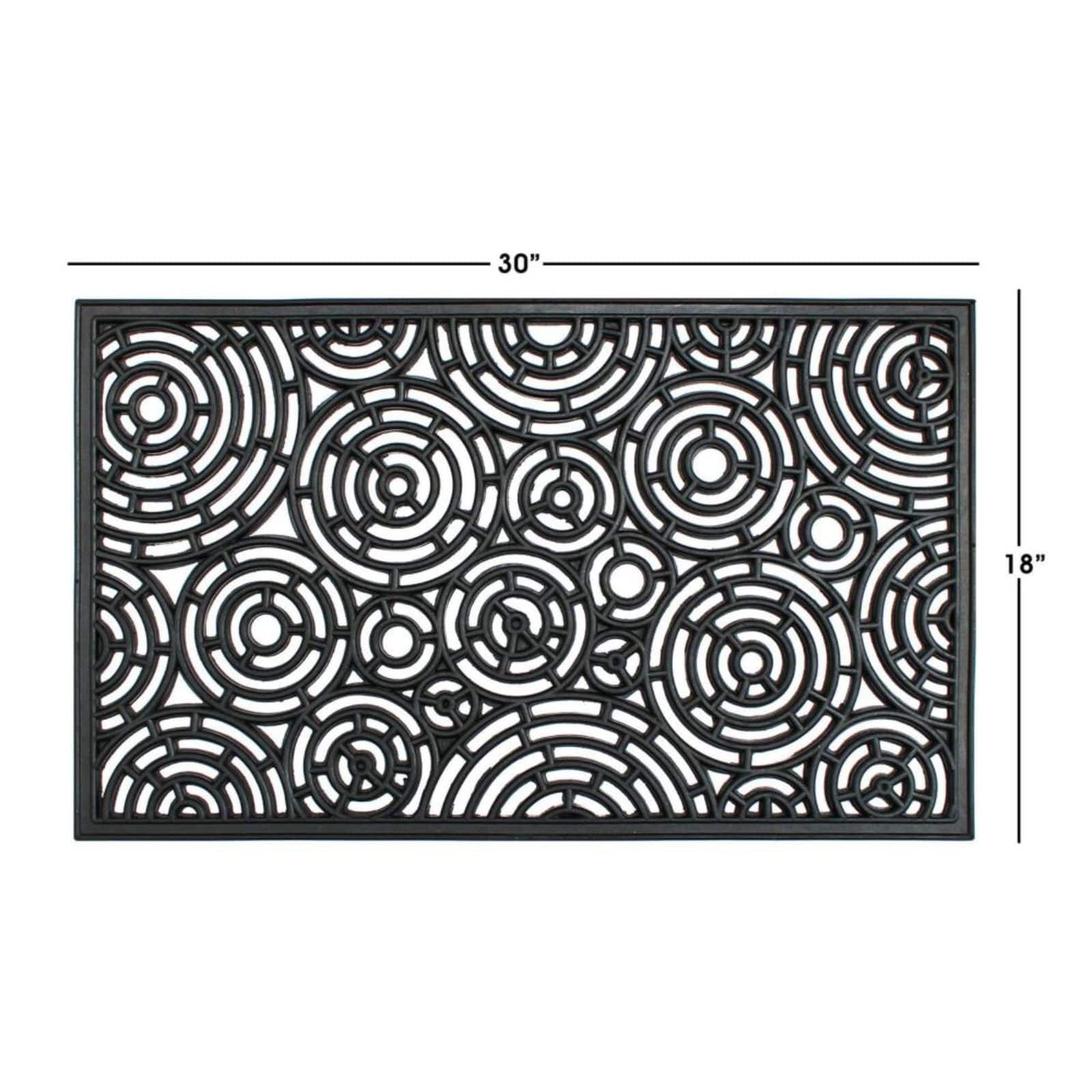 RugSmith Black Molded Circle Patterns Rubber Doormat