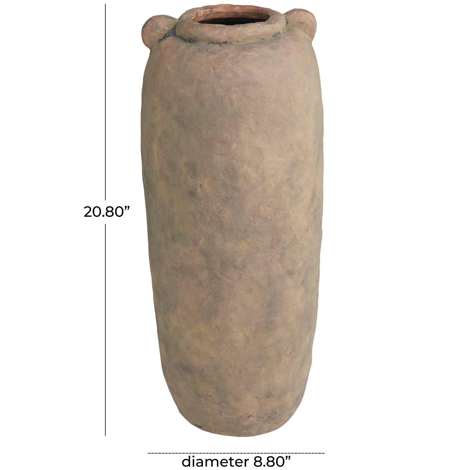 21&#x22; Brown Ceramic Distressed Terra Cotta Vase