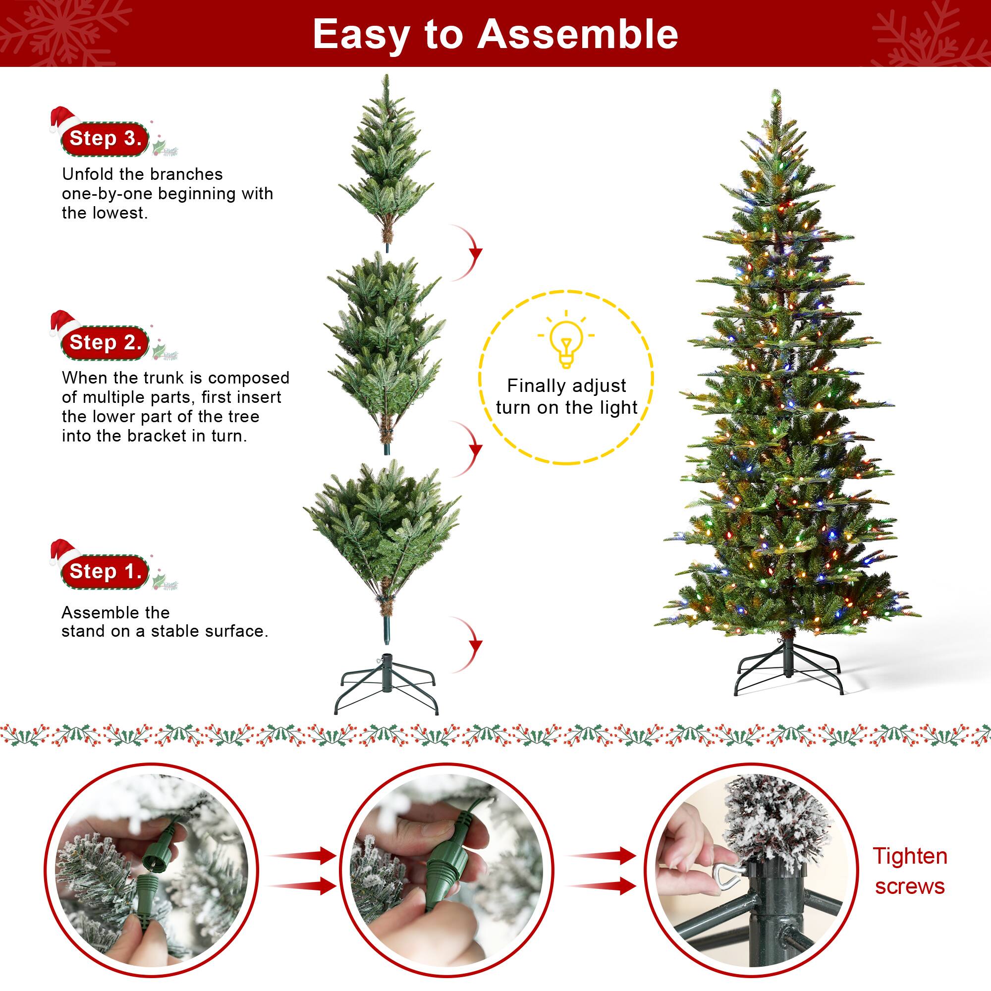 7.5ft. Pre-Lit Slim Fir Artificial Christmas Tree, Color Changing LED Lights