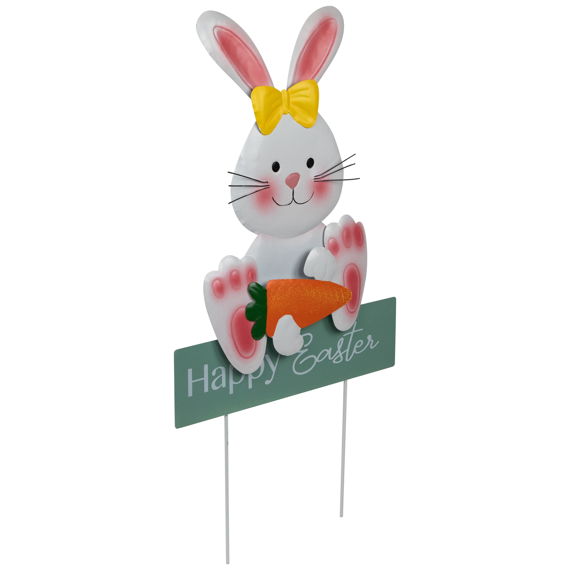 18.75" Bunny with Carrot Happy Easter Outdoor Garden Stake