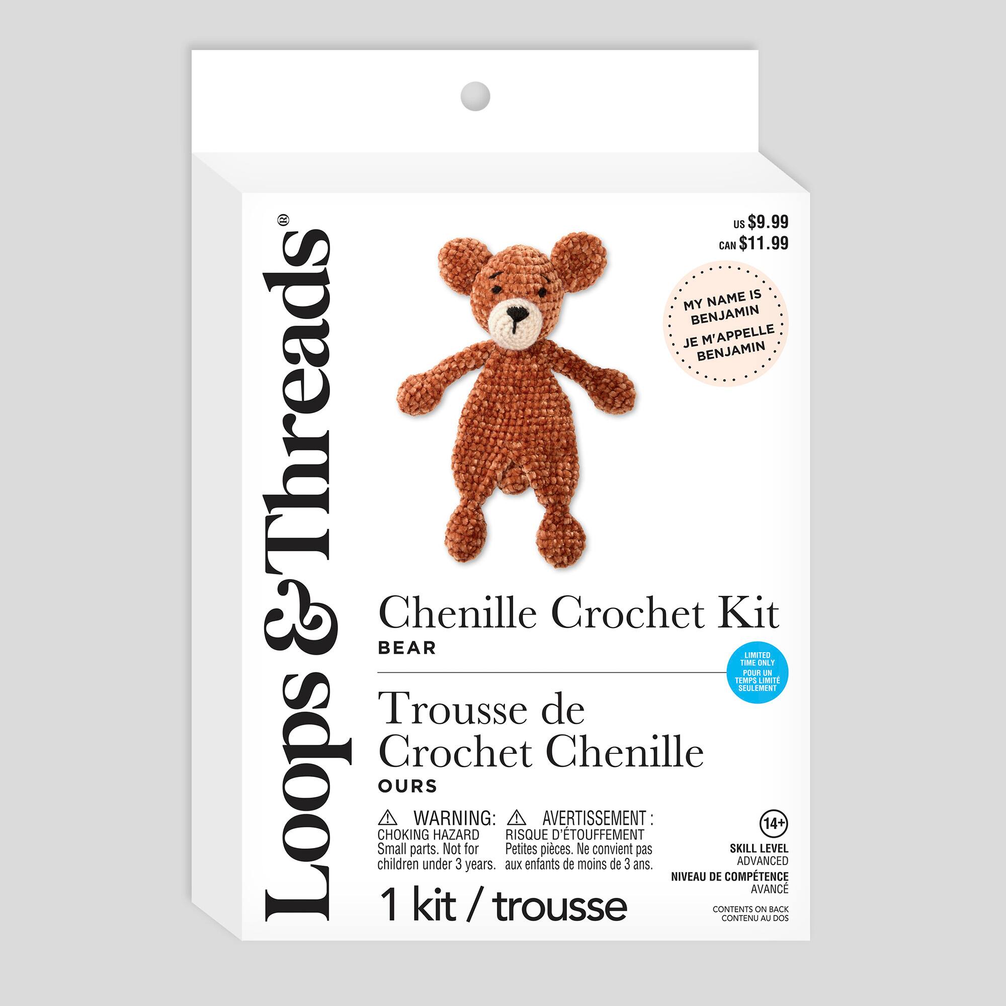 9.5&#x22; Benjamin the Bear Chenille Crochet Kit by Loops &#x26; Threads&#xAE;