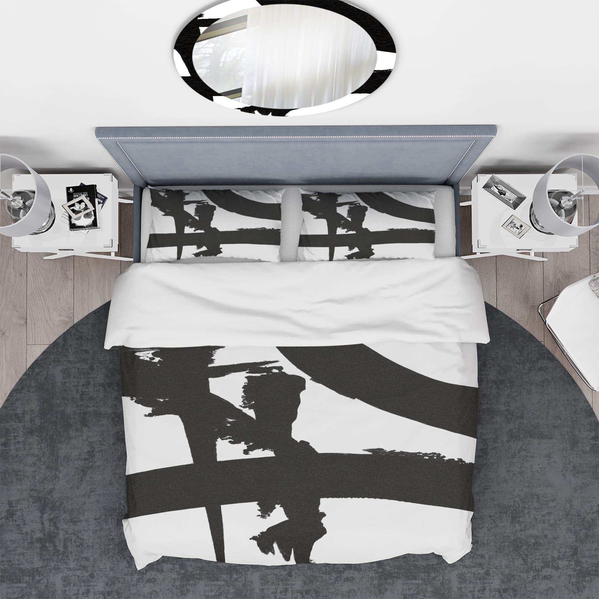 Designart &#x27;Black &#x26; White Crossing Paths I&#x27; Geometric Bedding Set - Duvet Cover &#x26; Shams