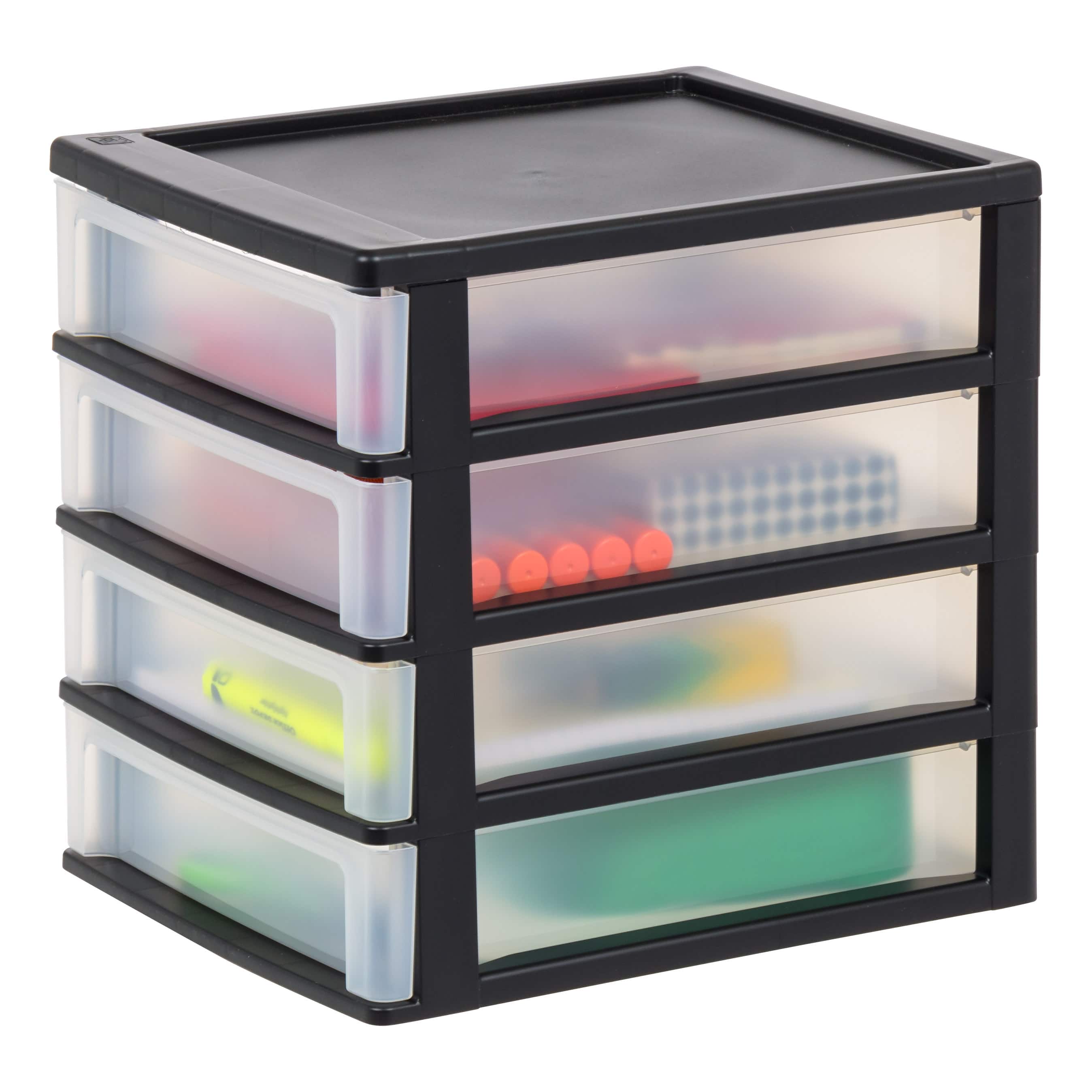 IRIS Black 4-Drawer Desktop Storage Unit