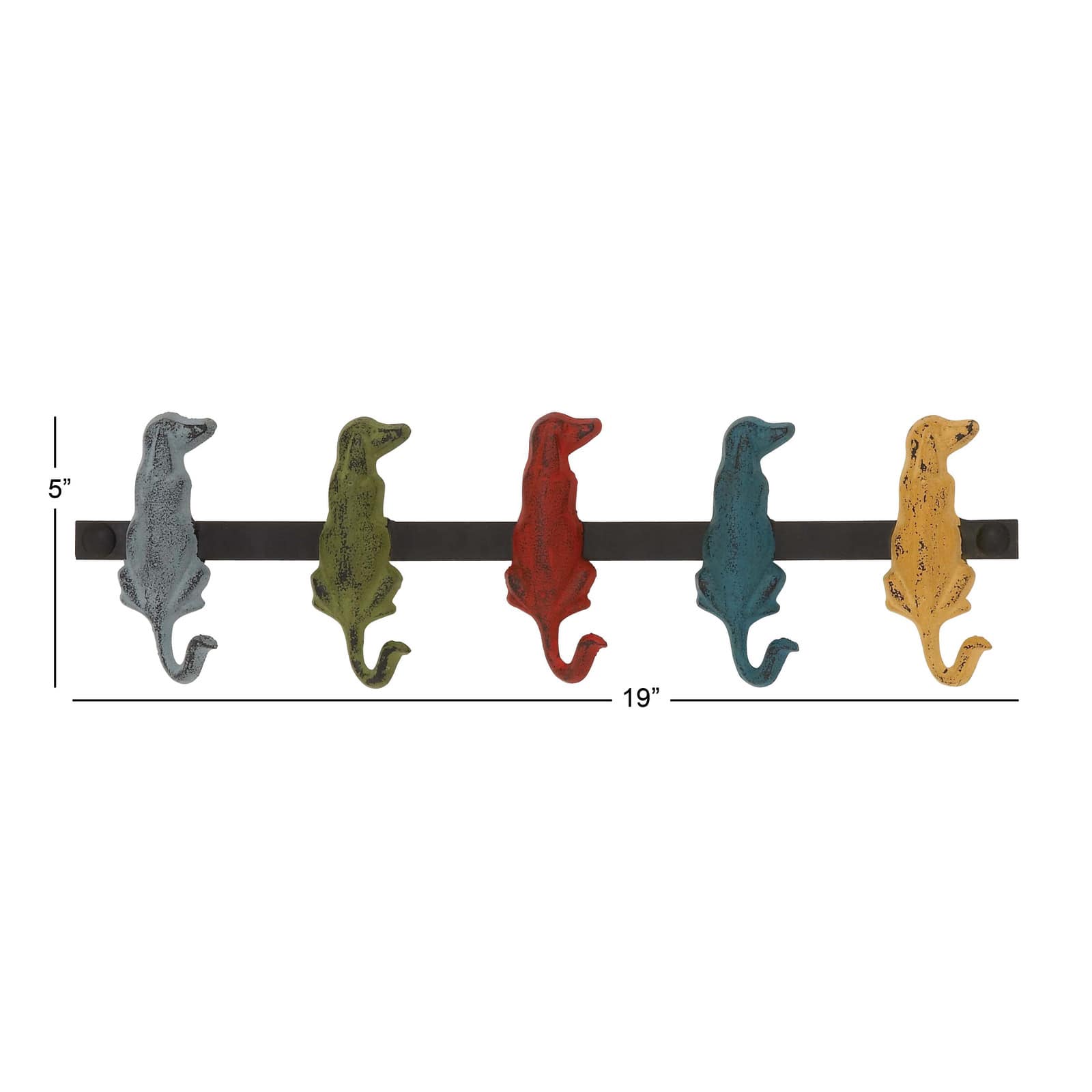 Multi Colored Metal Farmhouse Wall Hook, 5" x 19" x 1"