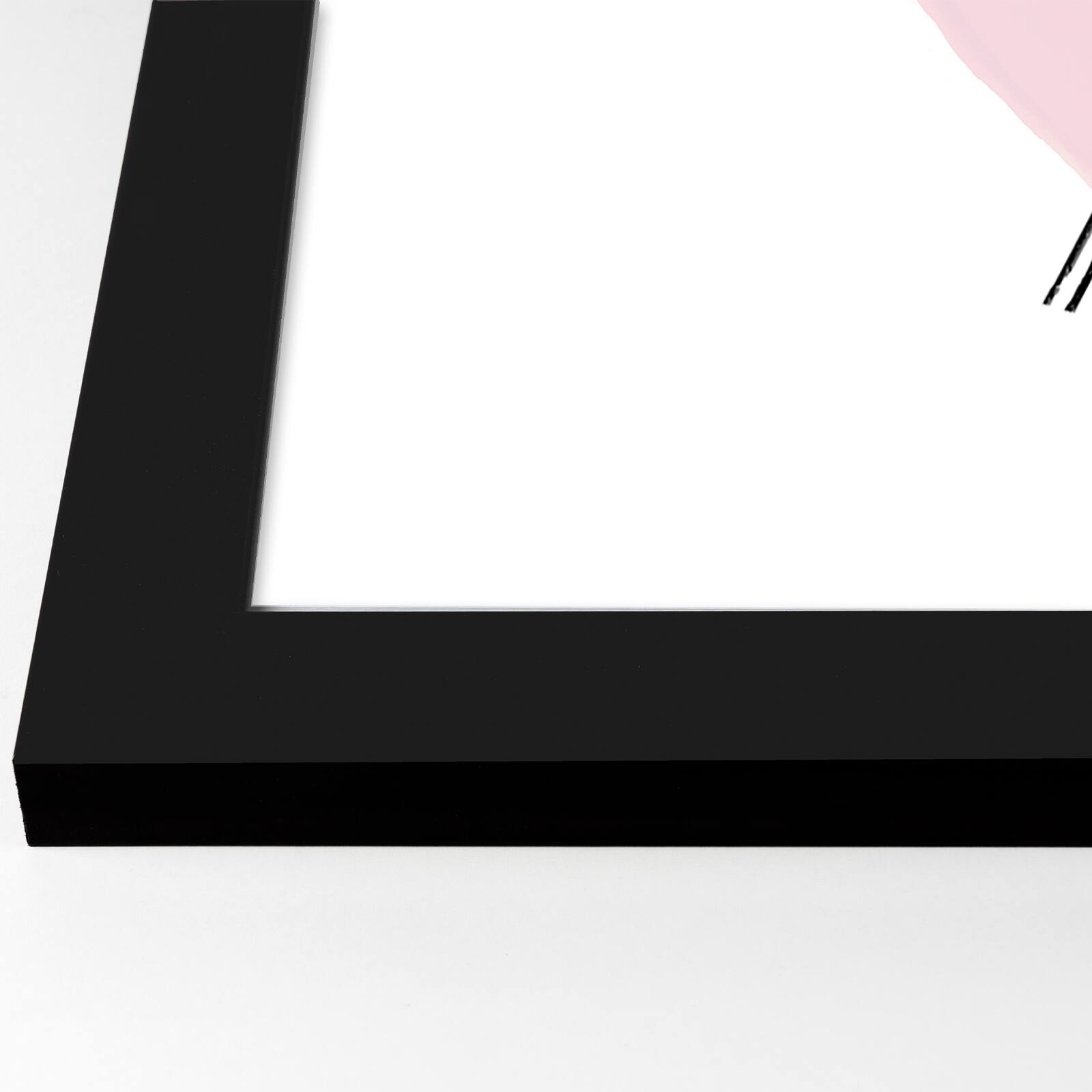 Flower Line Drawing Black Framed Print Under Plexiglass