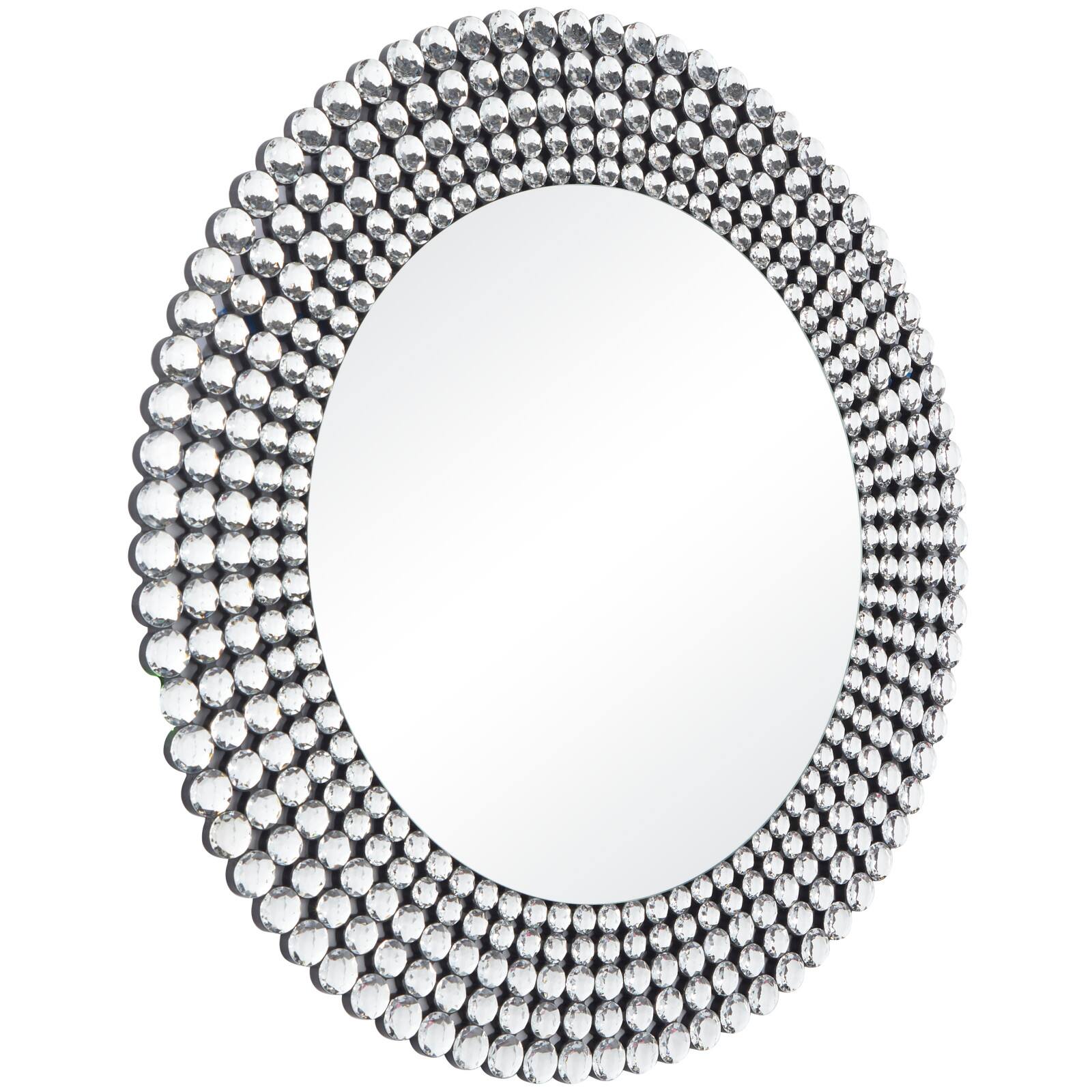 Silver Glass Starburst Wall Mirror with Crystal Embellishment 36&#x22; x 1&#x22; x 36&#x22;
