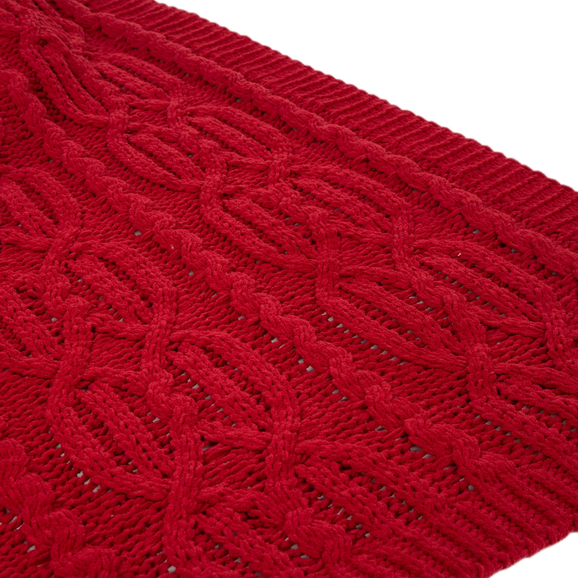 Glitzhome&#xAE; Knitted Polyester Red Throw Blanket