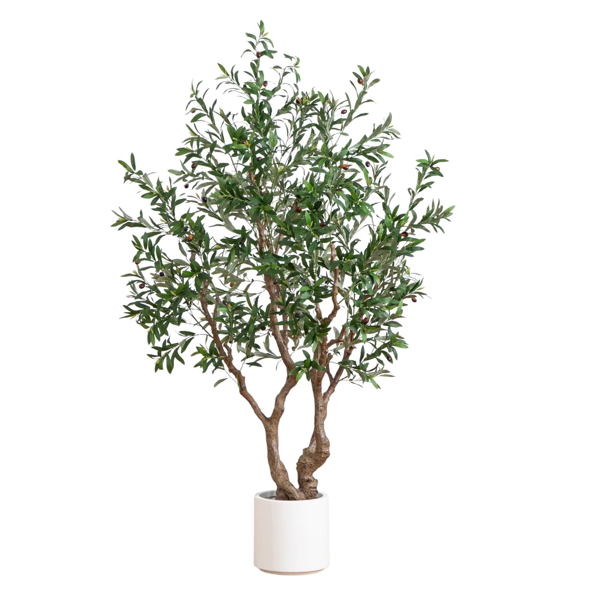 6ft. Artificial Grand Olive Tree in White Decorative Planter
