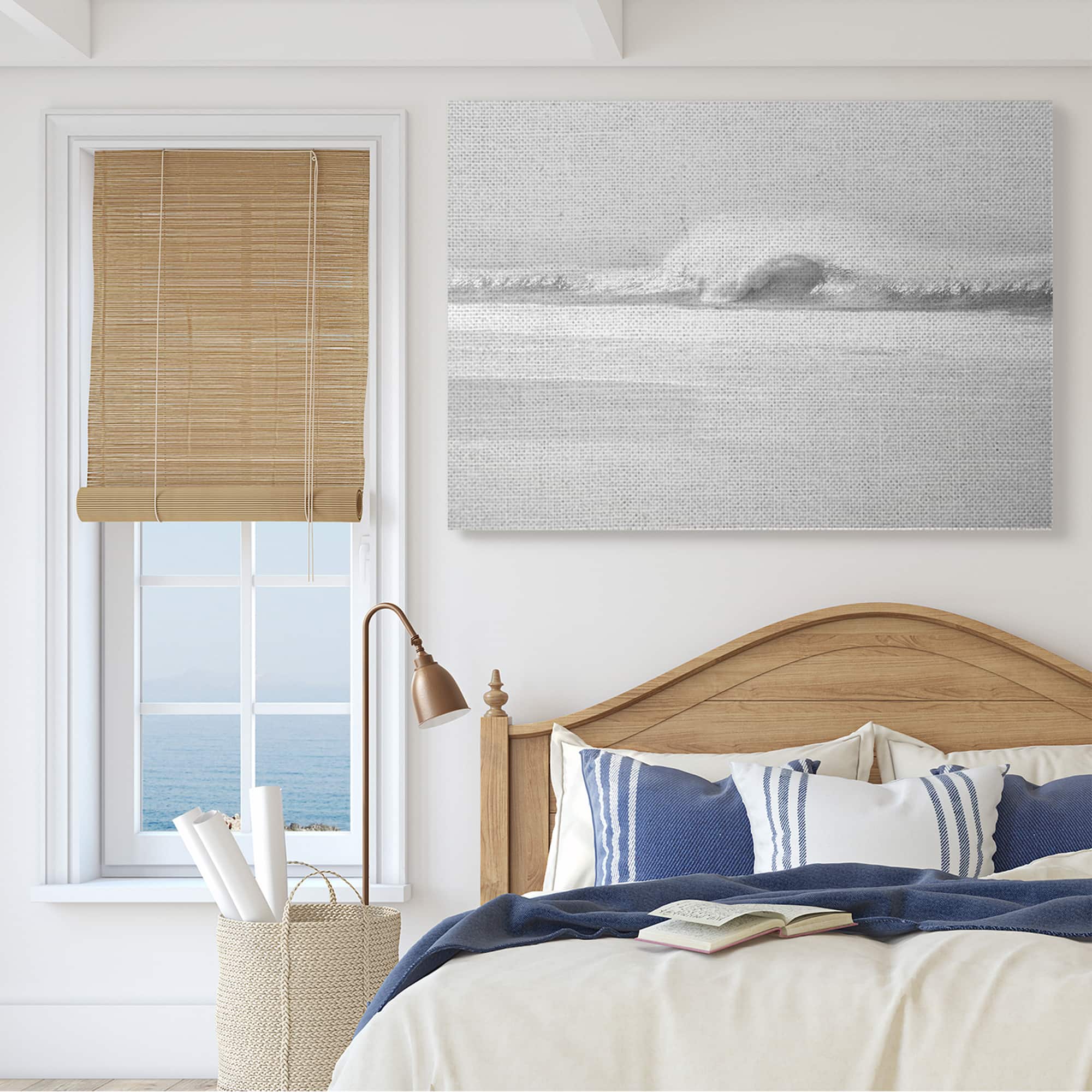 Stupell Industries Waves Crashing onto Beach Black and White Canvas Wall Art