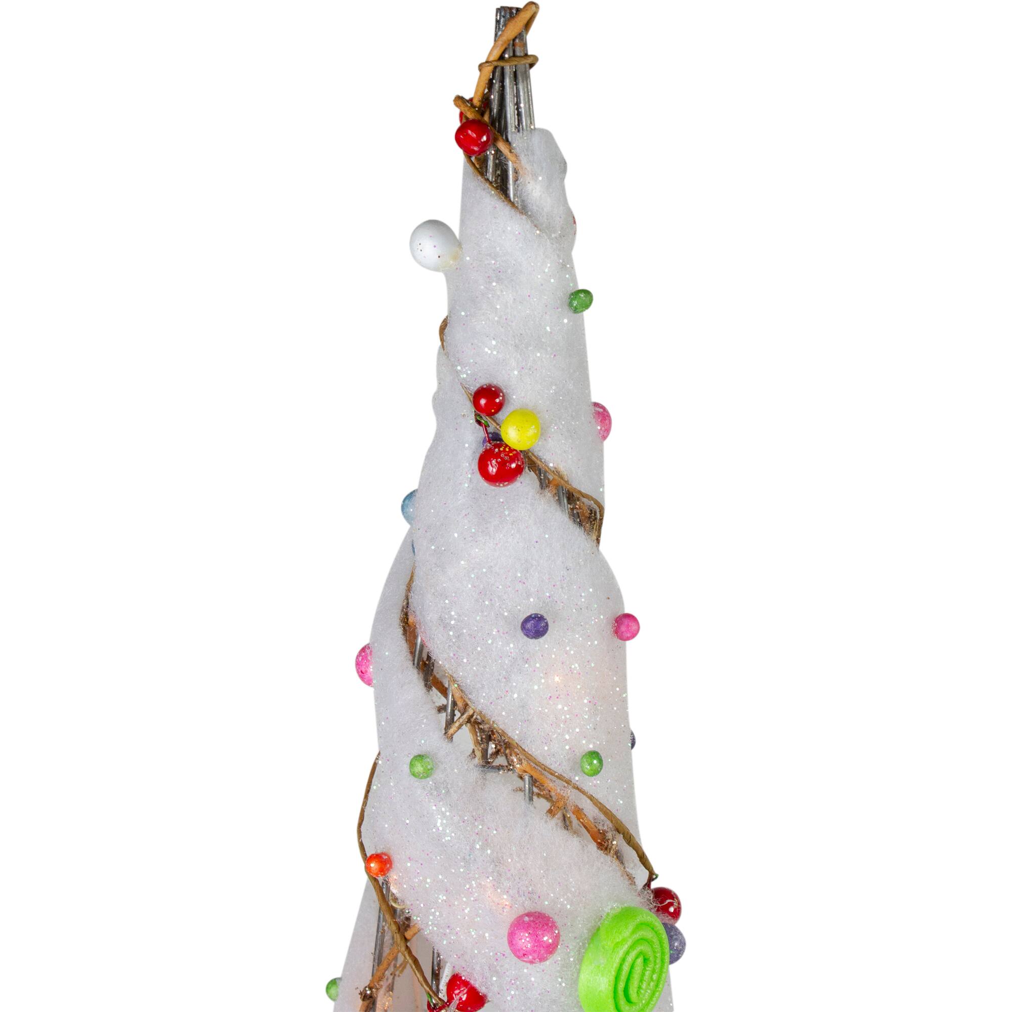 Set of 3 Lighted Champagne Gold Rattan Candy Covered Cone Tree Christmas Yard Art Decorations 39.25&#x22;