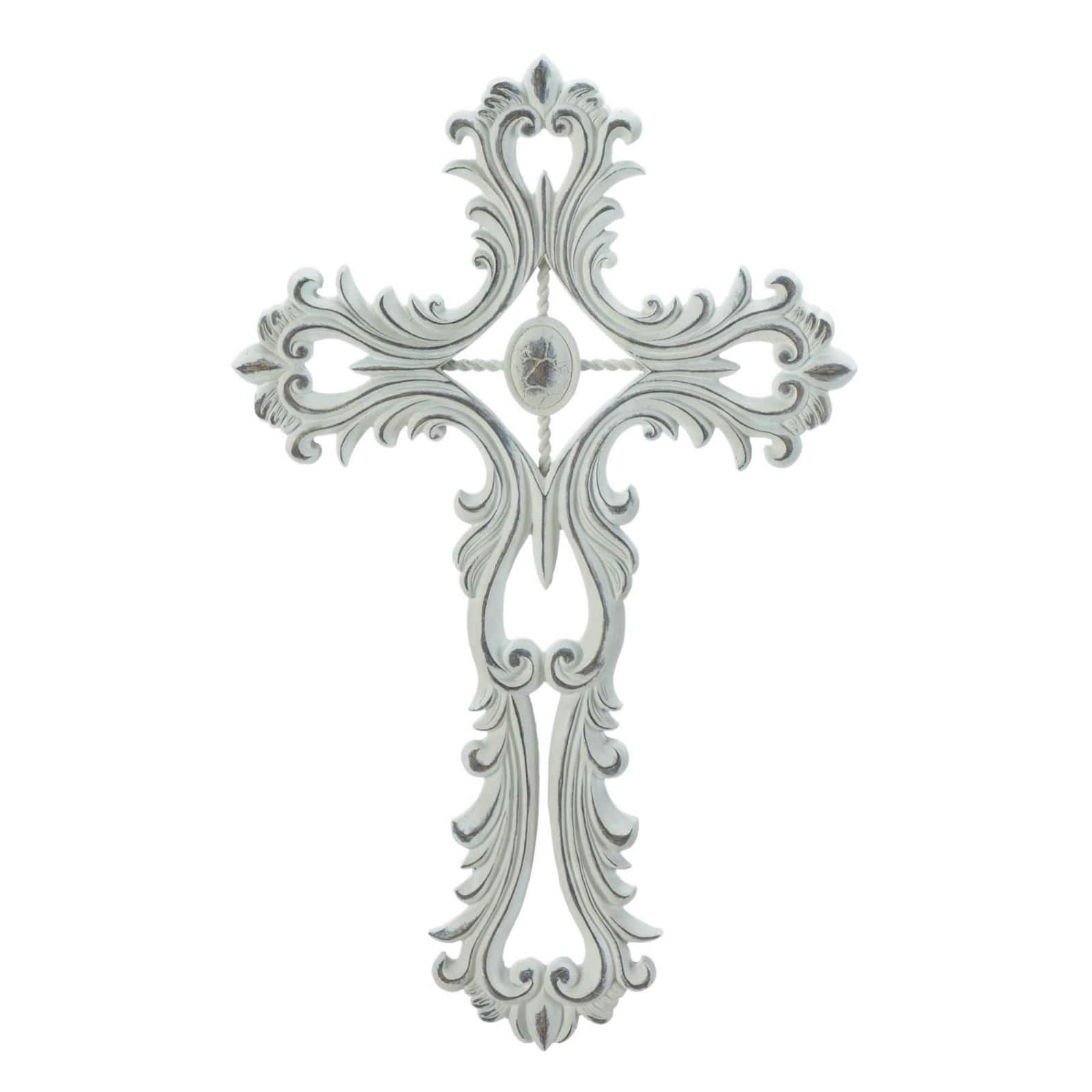 Scalloped White Cross 8.5&#x22; x 0.25&#x22; x 13.5&#x22;