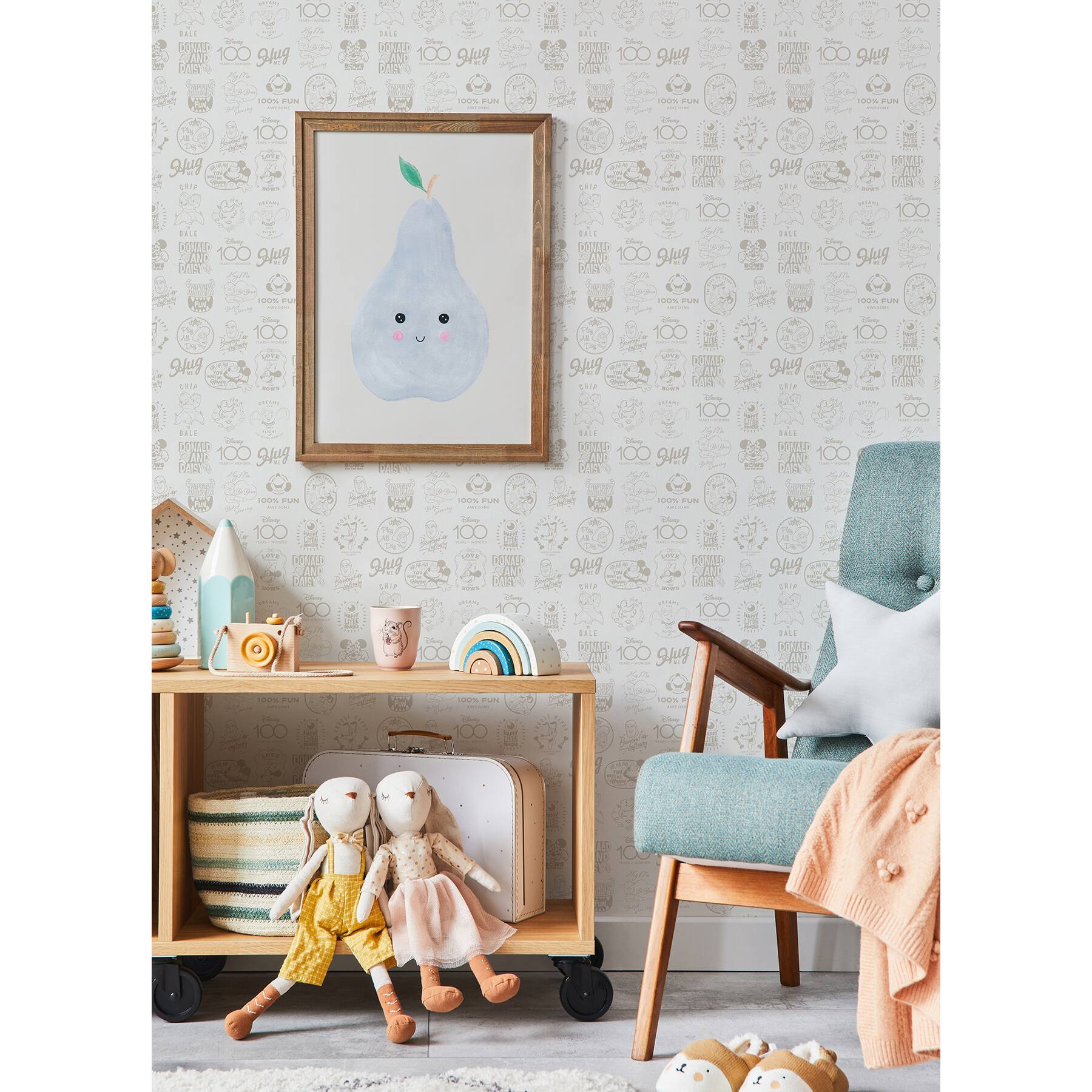 RoomMates Disney 100th Anniversary Icons Beige Peel &#x26; Stick Wallpaper