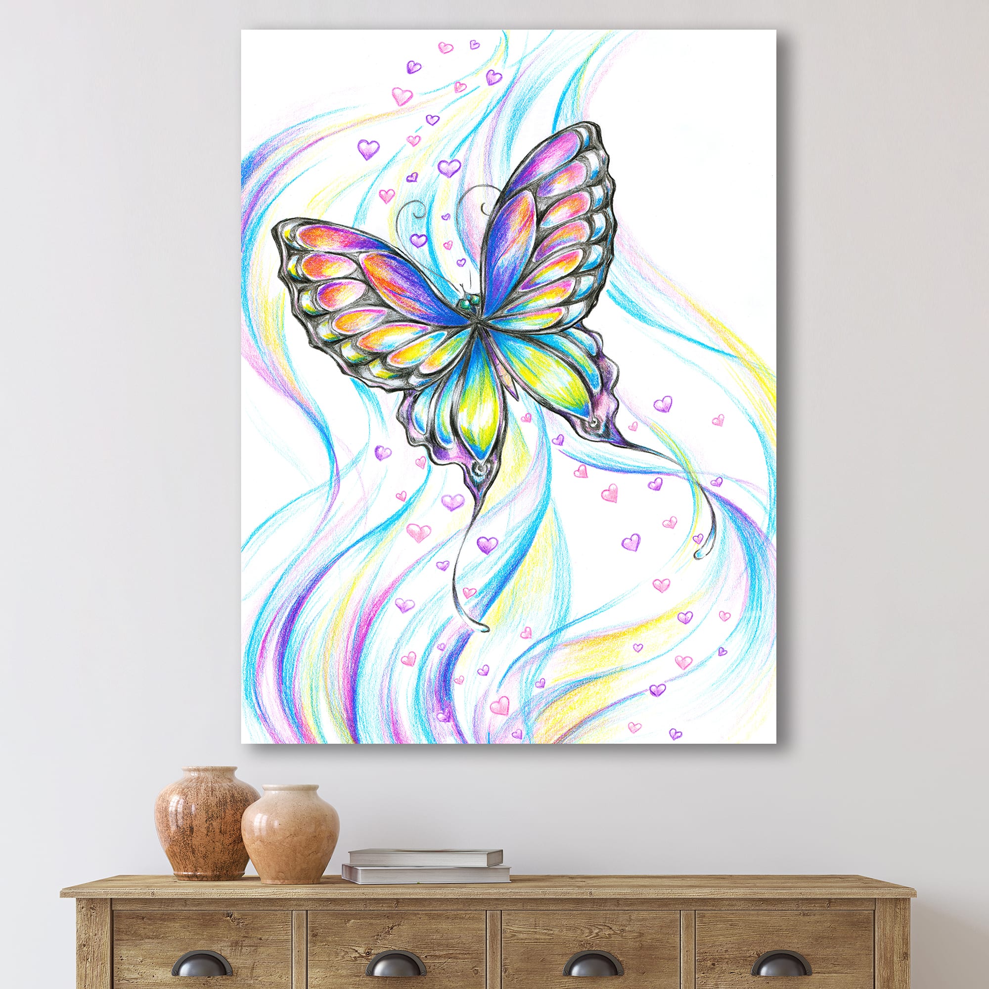 Designart - Iridiscent Butterfly - Traditional Canvas Wall Art Print