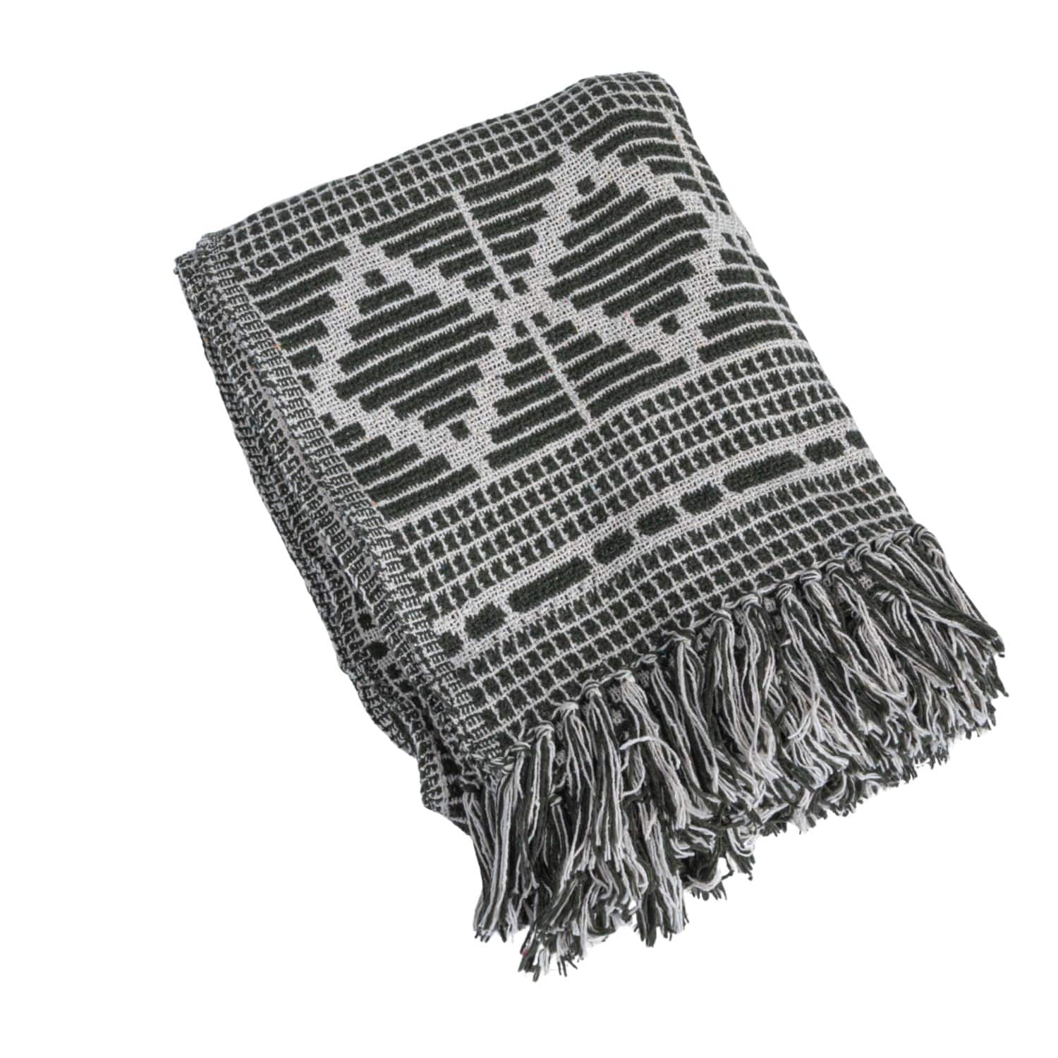 Hello Honey® Green & Beige Diamond Soft Recycled Cotton Blend Throw