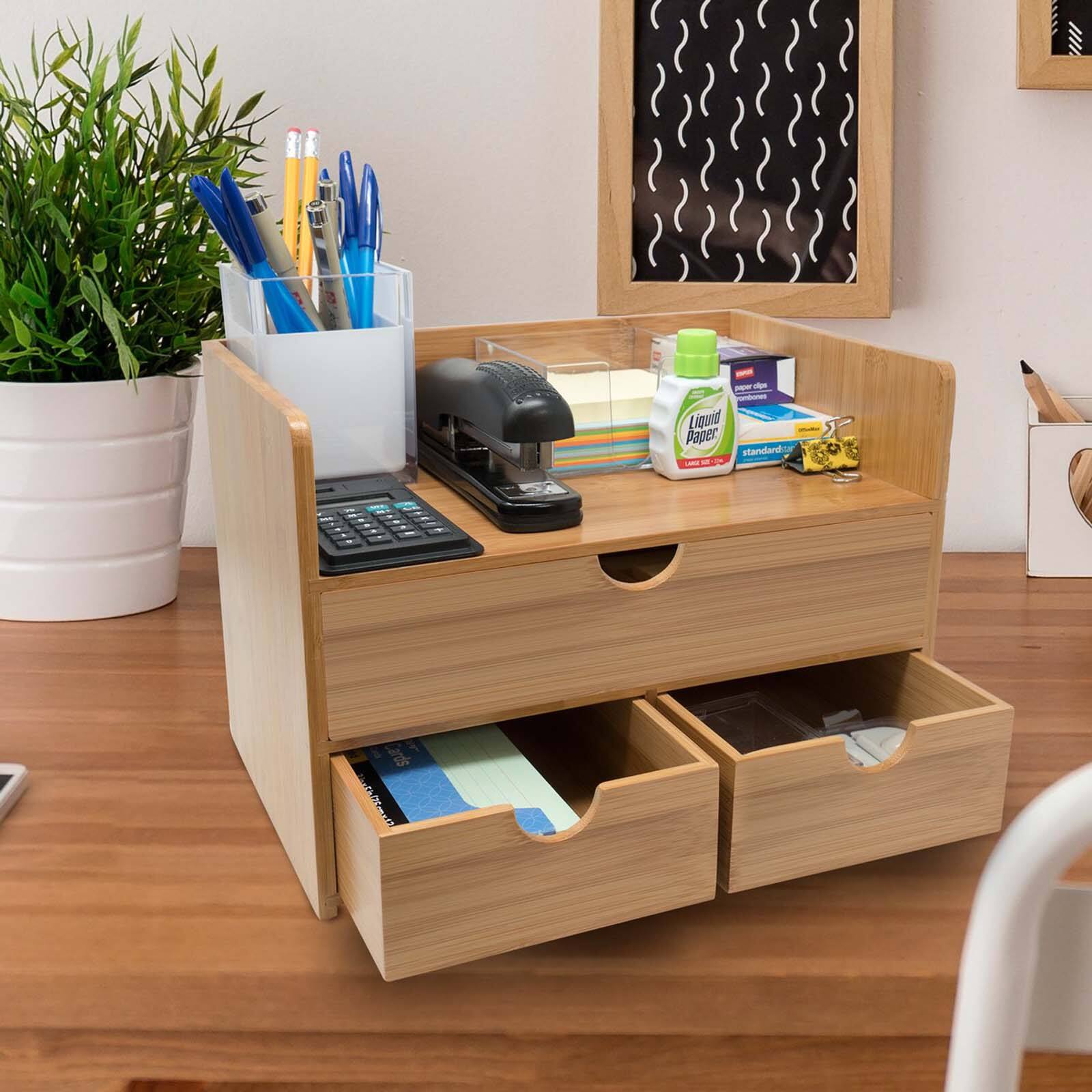 Sorbus 3-Tier Bamboo Desk Organizer