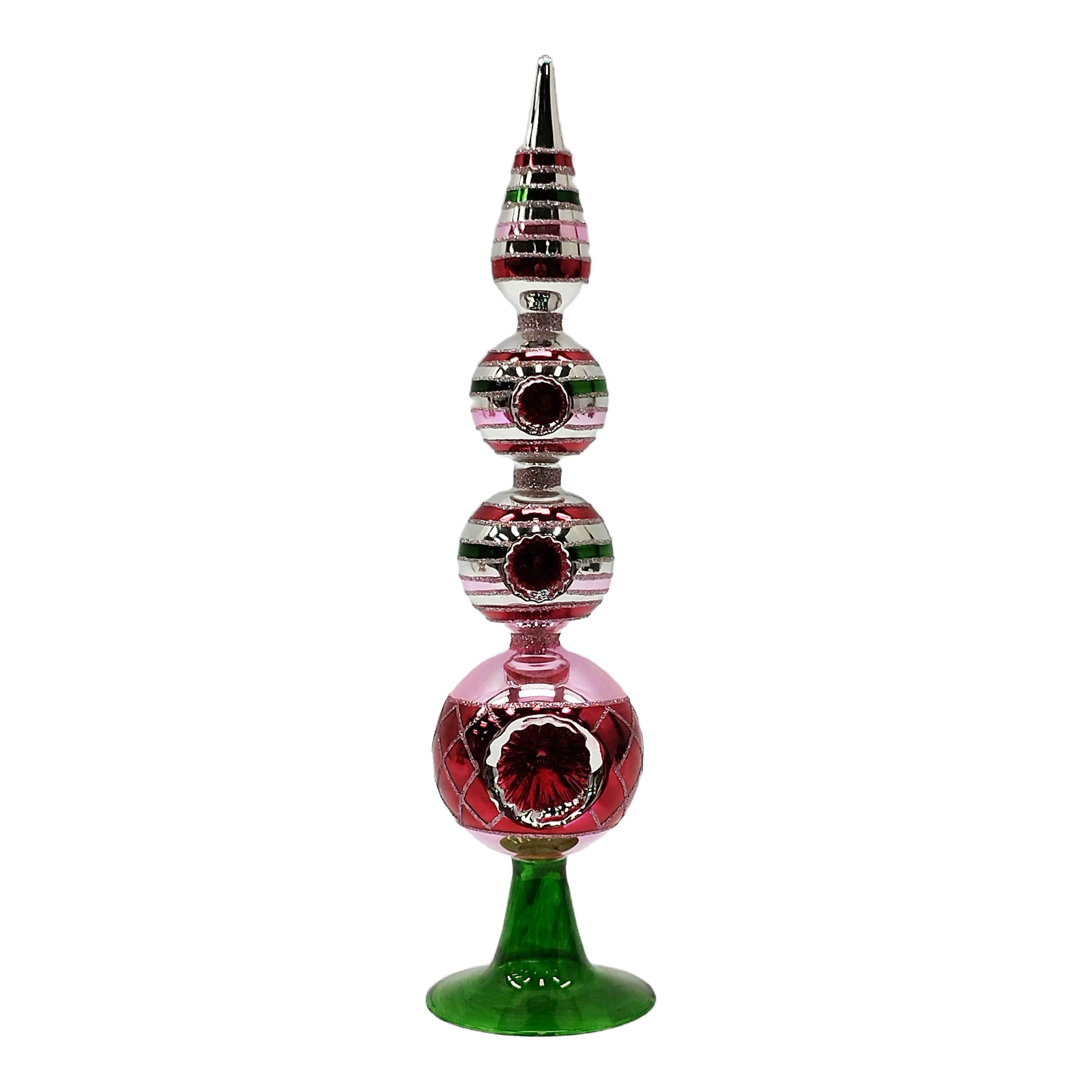 Green &#x26; Pink Layered Glass Finial Ornament Tabletop D&#xE9;cor by Ashland&#xAE;