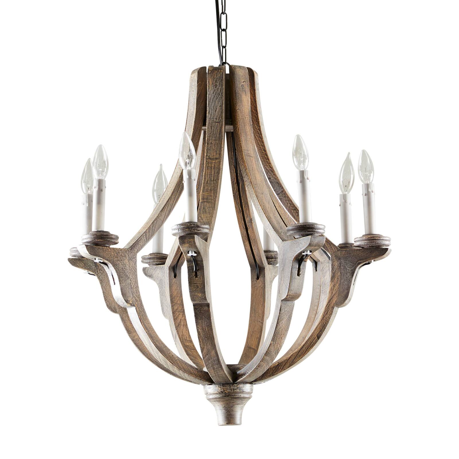 Brown Wood Rustic Candle Chandelier, 28&#x22; x 25&#x22; x 25&#x22;