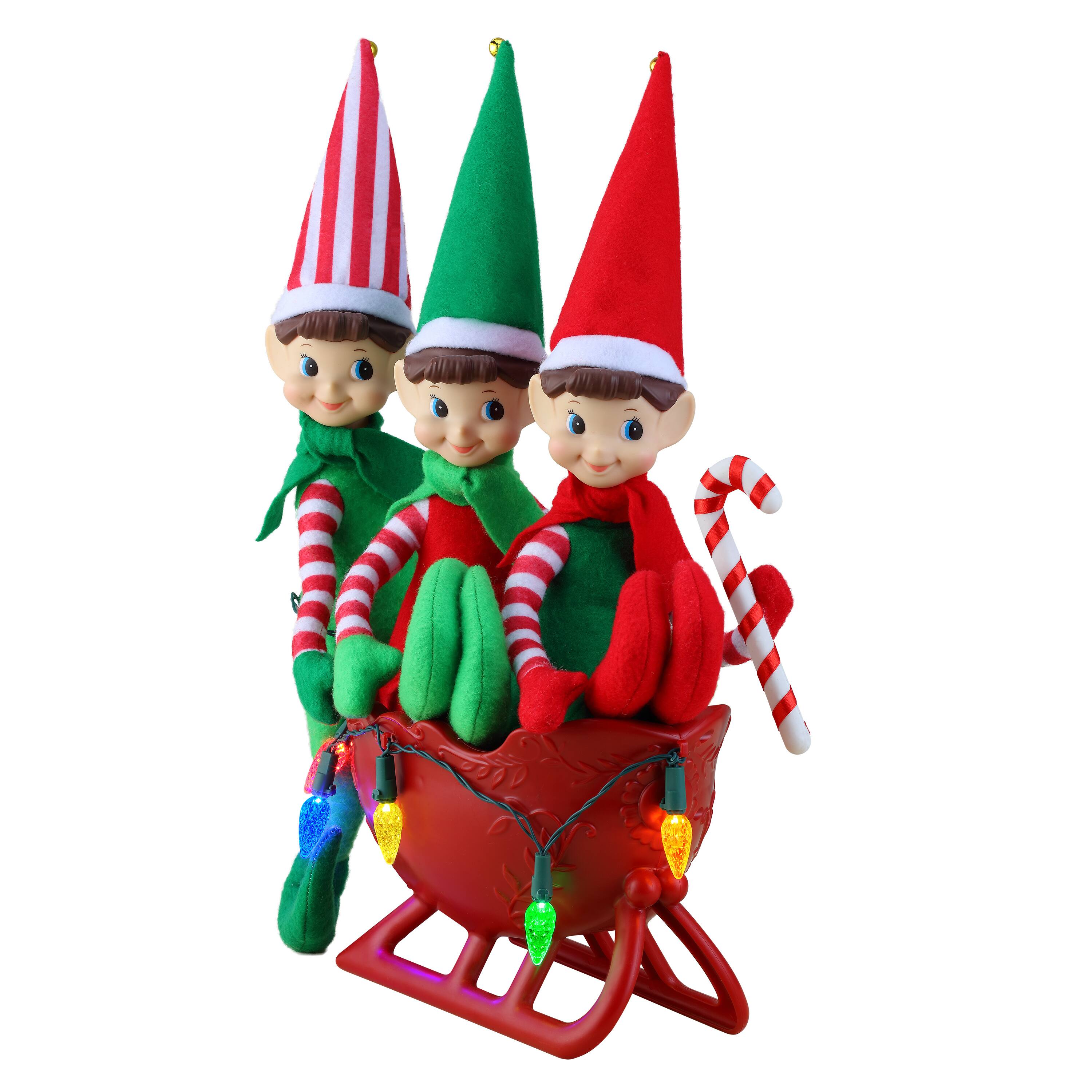 18&#x22; Santa&#x27;s Elves Illuminated Sleigh Tabletop Accent