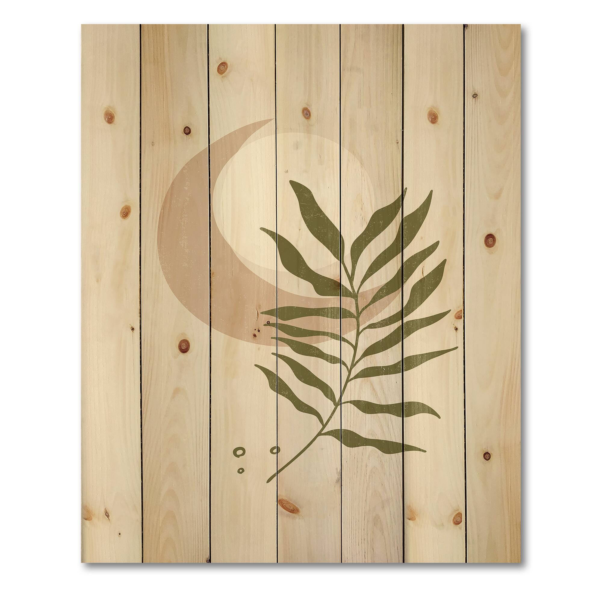 Designart - Abstract Geometrical Moon With Leaf II