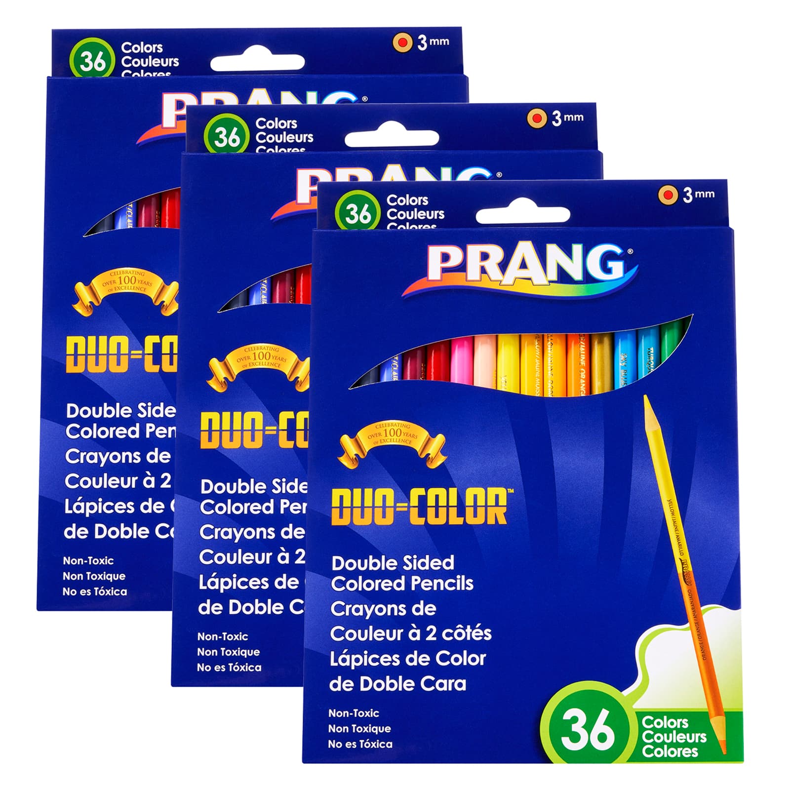 Prang&#xAE; Duo Colored&#x2122; Pencils, 3 Packs of 36 Colors