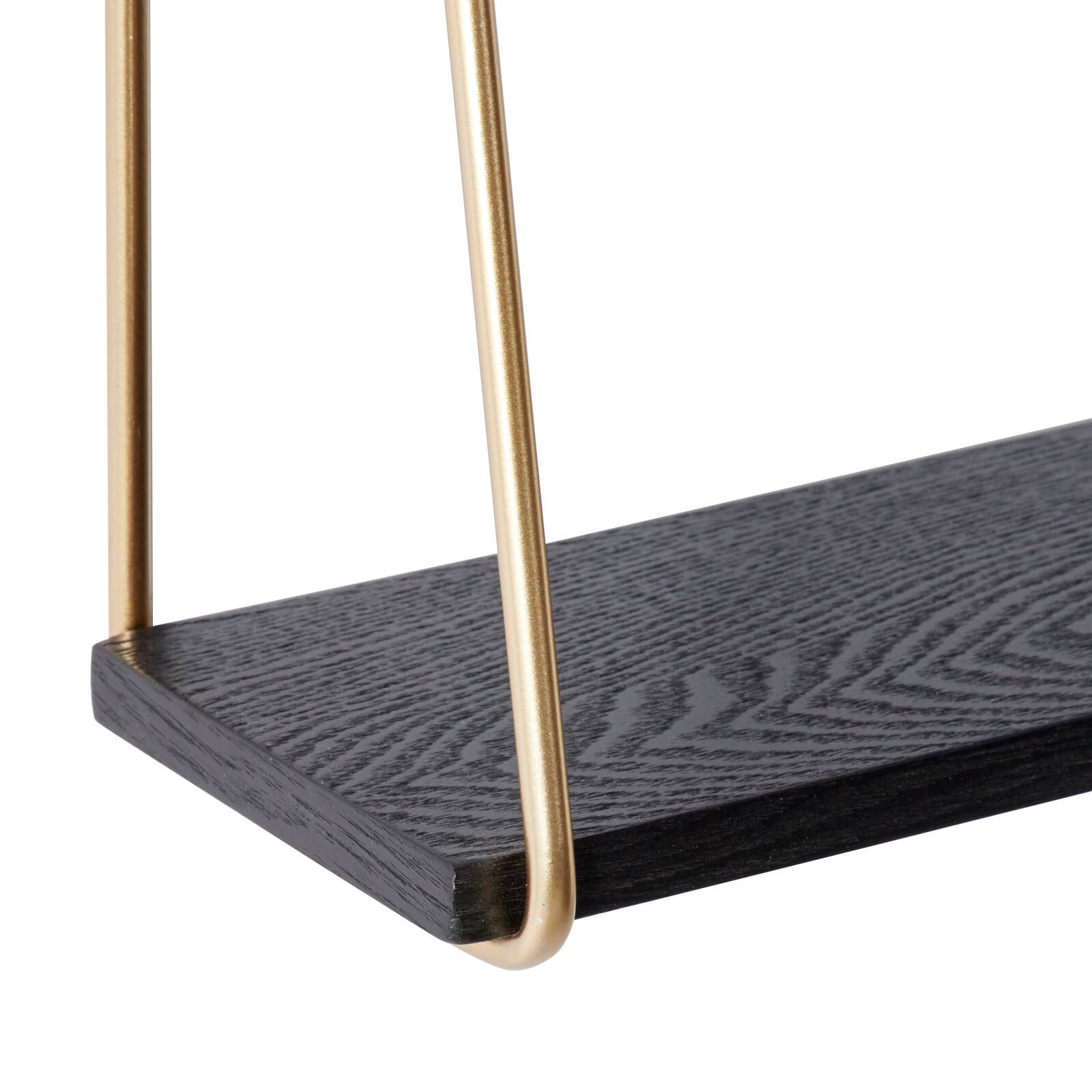 Gold Metal and Wood Modern Wall Shelves, 22" x 26" x 6"