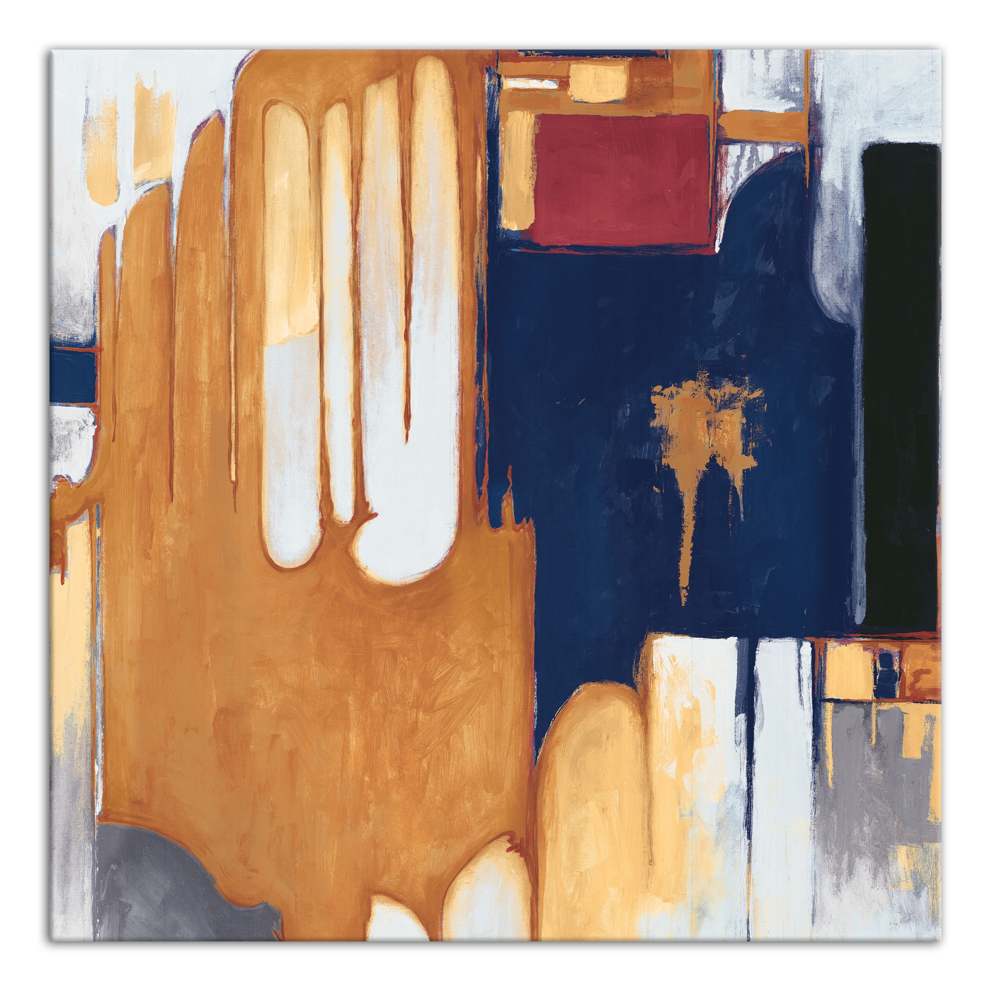 Orange Blue Abstract 30&#x22; x 30&#x22; Canvas Wall Art