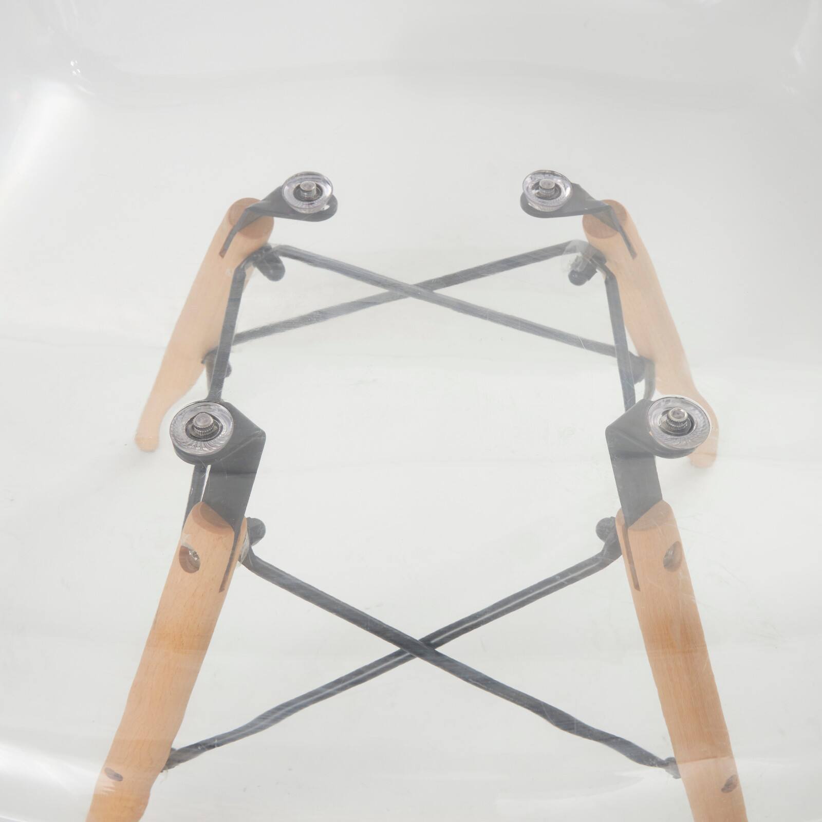 31" Clear Acrylic Mid Century Modern Eiffel Style Accent Chair with Wood Legs