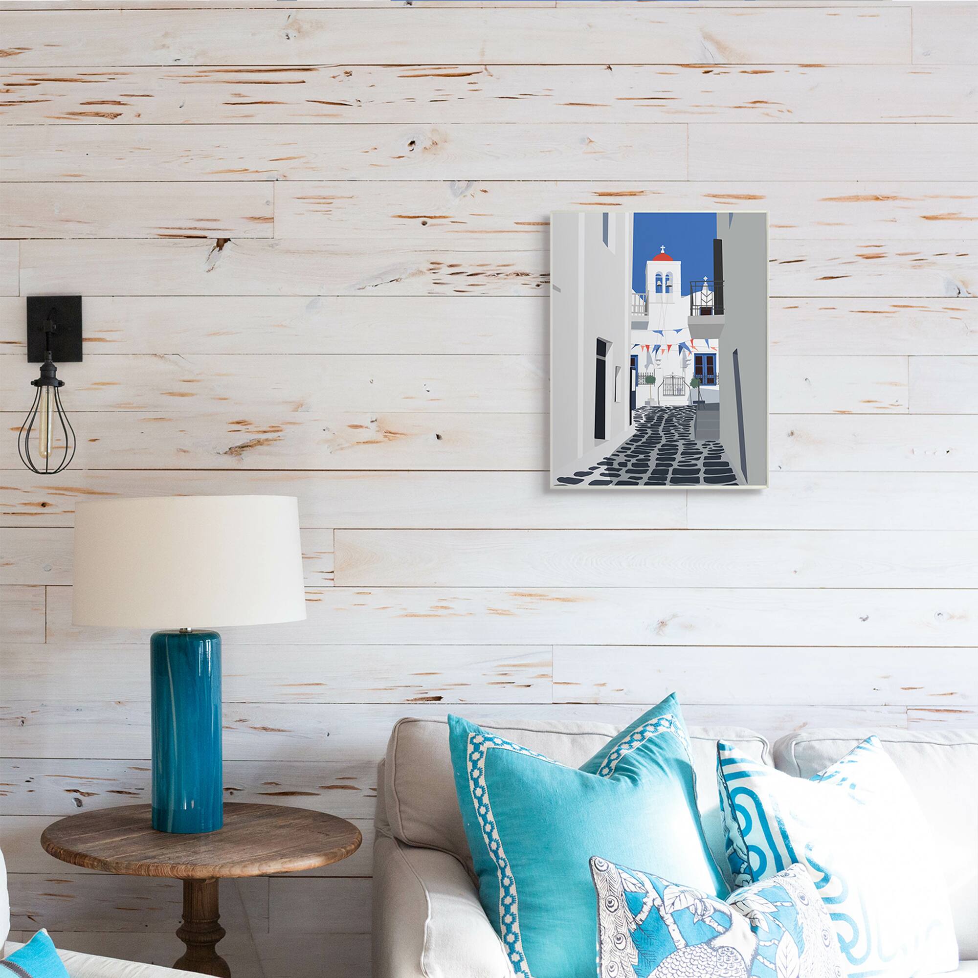 Stupell Industries European Coastal City Street Wooden Wall Plaque