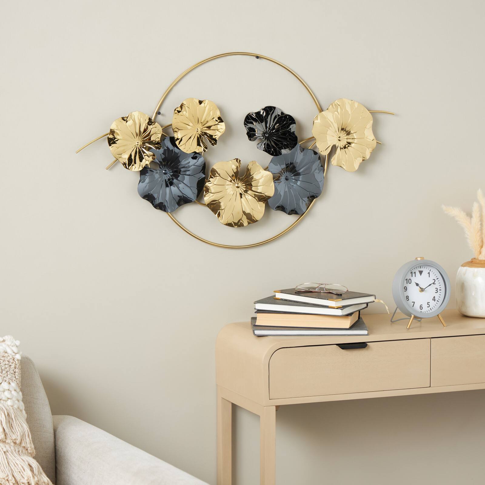35" x 20" Gold Stainless Steel Leaf Home Wall Décor