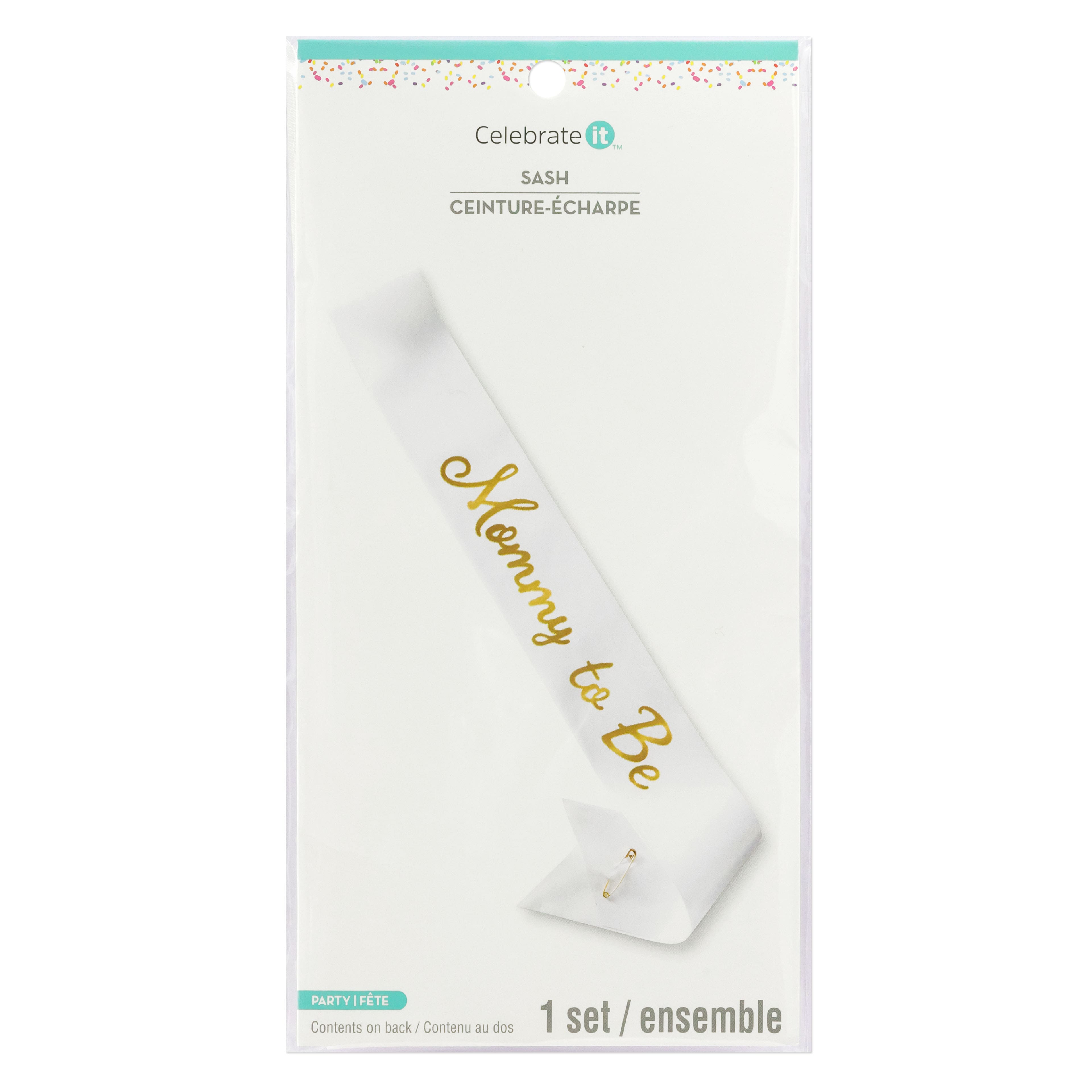 5ft. White &#x26; Gold Mommy to Be Sash by Celebrate It&#x2122;