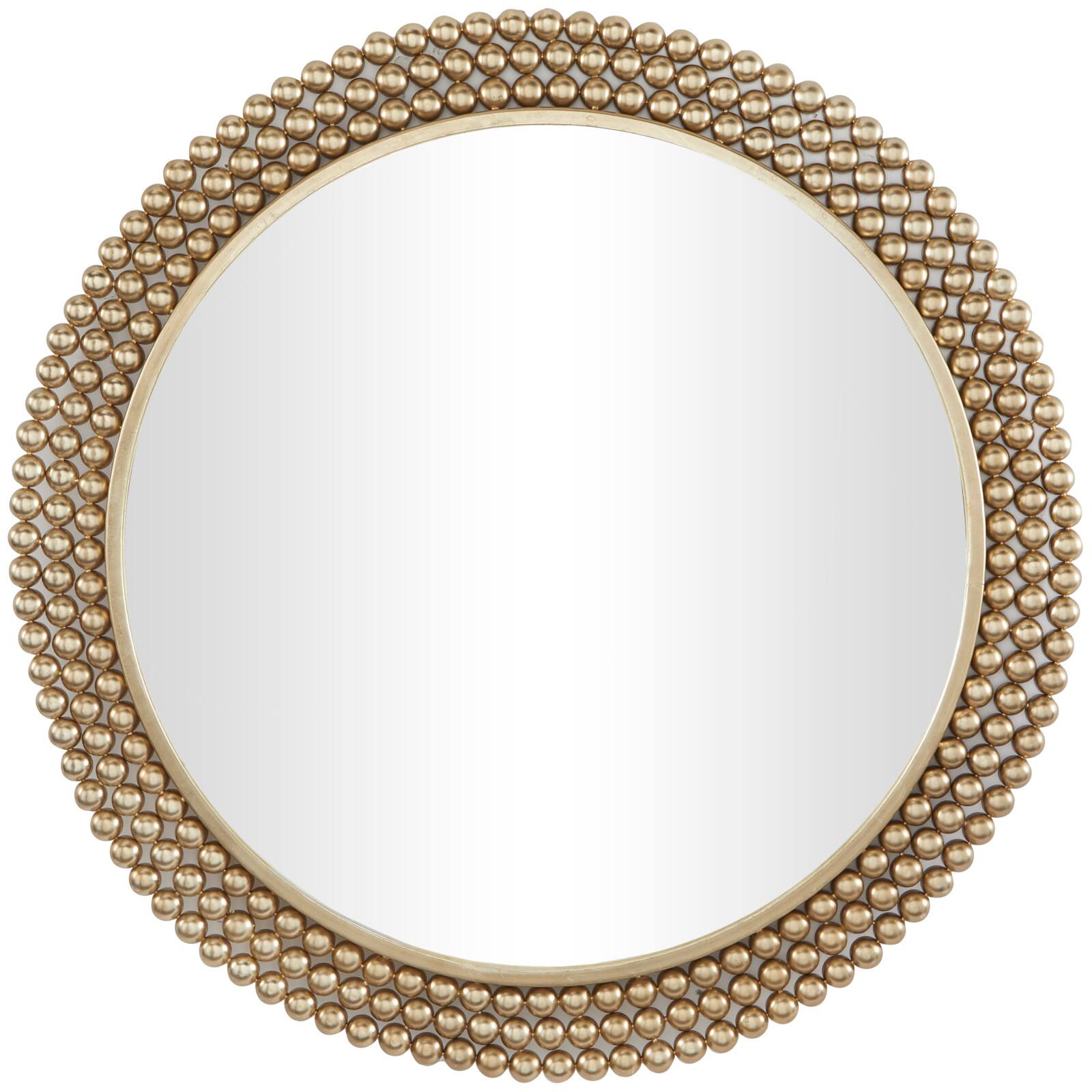CosmoLiving by Cosmopolitan Brass Metal Ball Wall Mirror with Beaded Detailing 32" x 1" x 32"