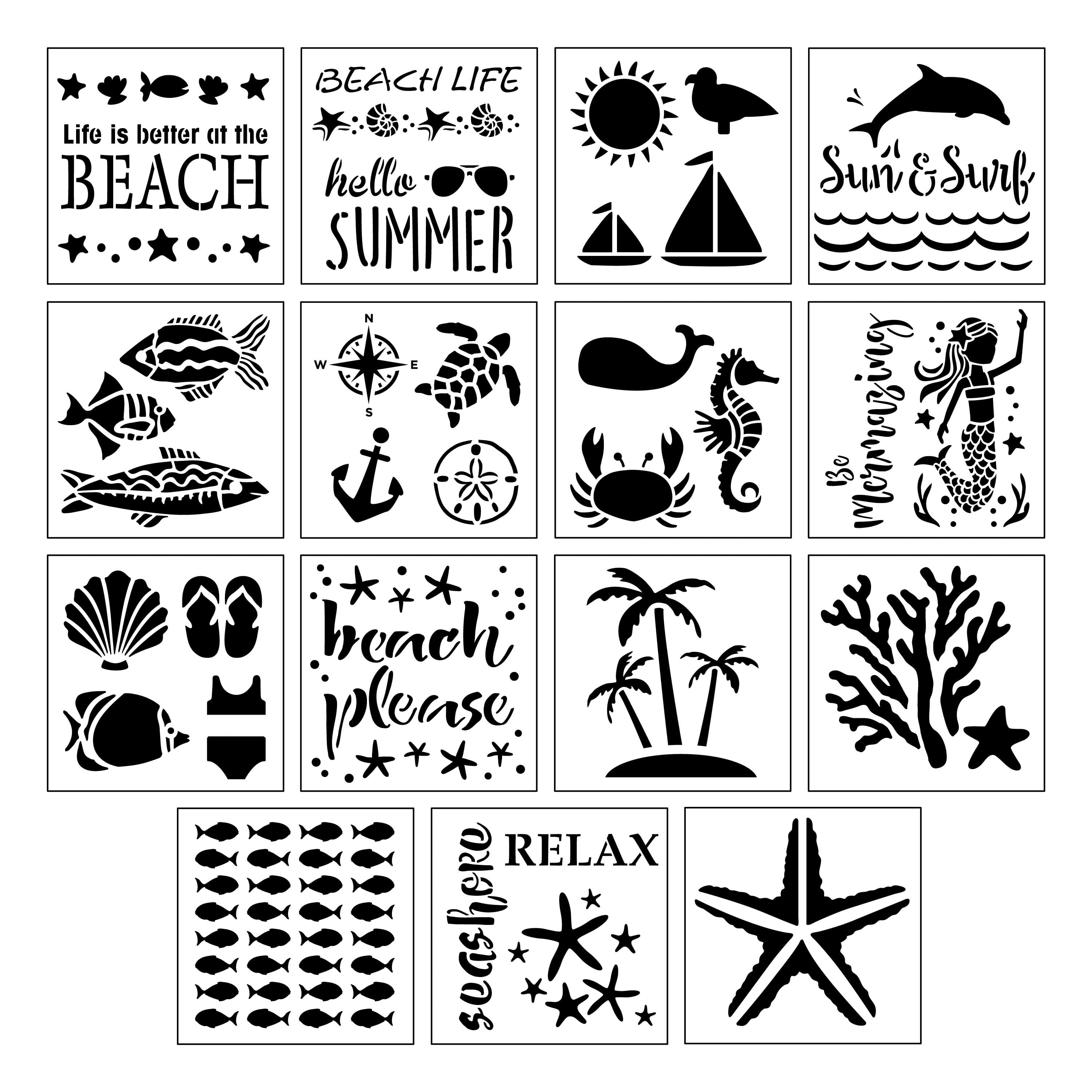 Seaside Stencils by Craft Smart&#xAE;, 12&#x22; x 12&#x22;