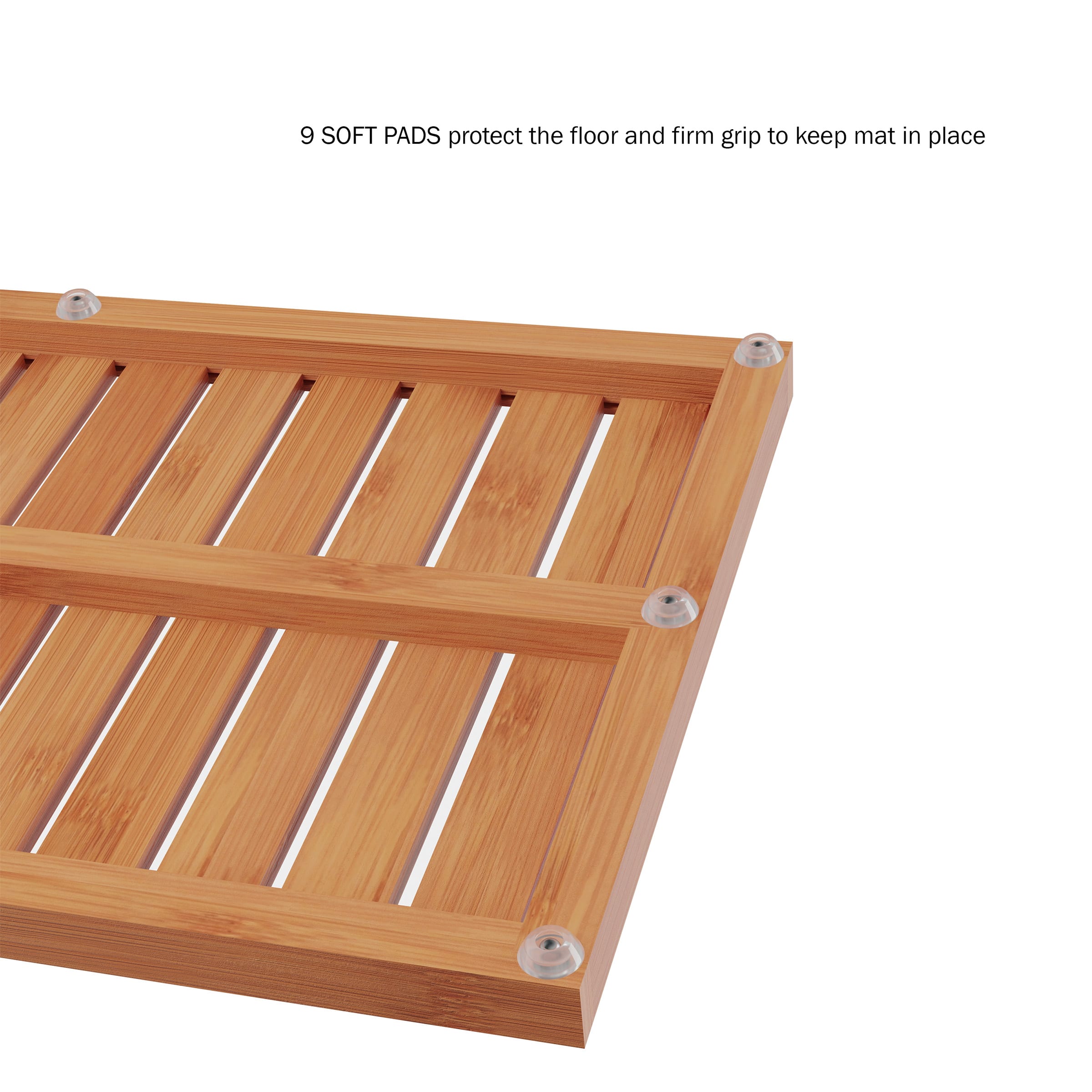 Hastings Home Bamboo Non-Slip Open Slatted Bath Mat, 24" x 14"