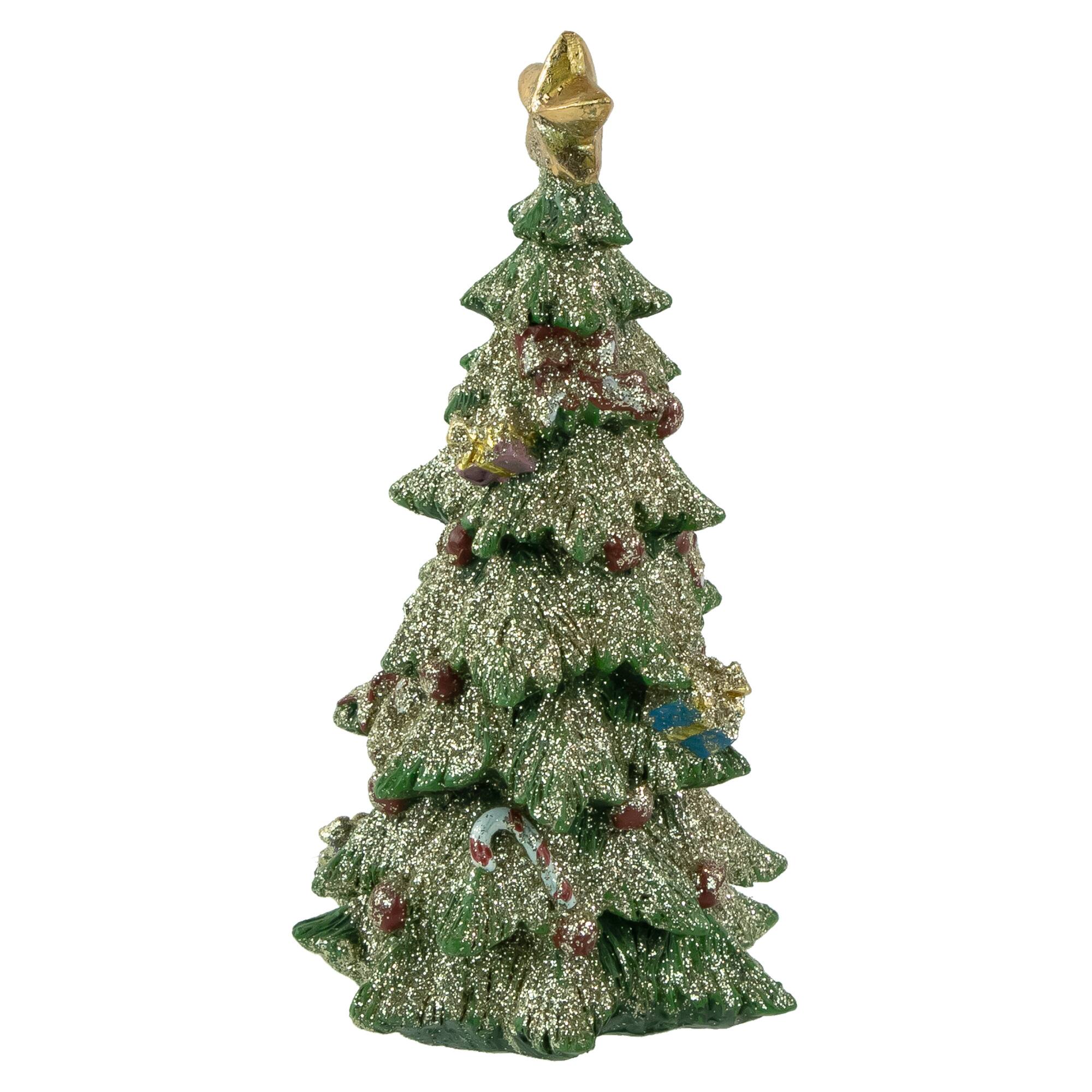 6.75" Glittered Berries & Bows Decoration Tabletop Christmas Tree