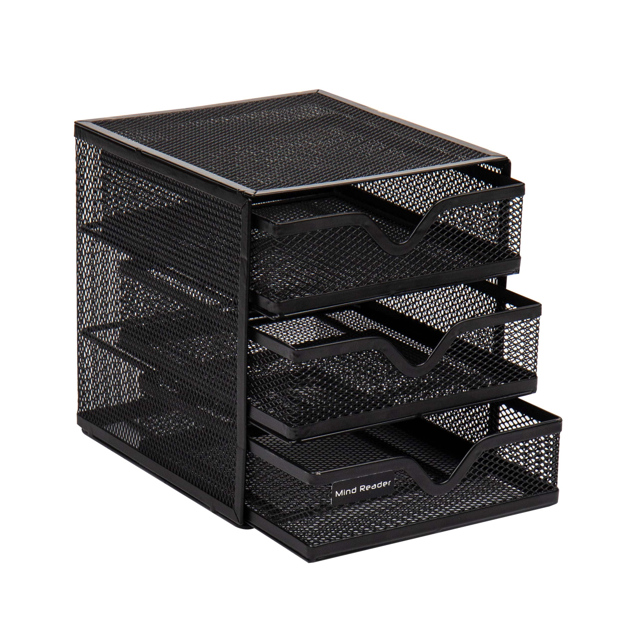 Mind Reader Black Mesh Mini 3 Tier Drawer Desk Office Supplies Organizer