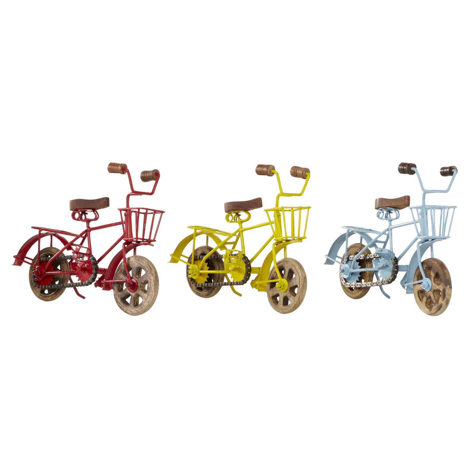 10&#x22; Multi-Colored Metal Vintage Bicycle Sculpture, 3ct.