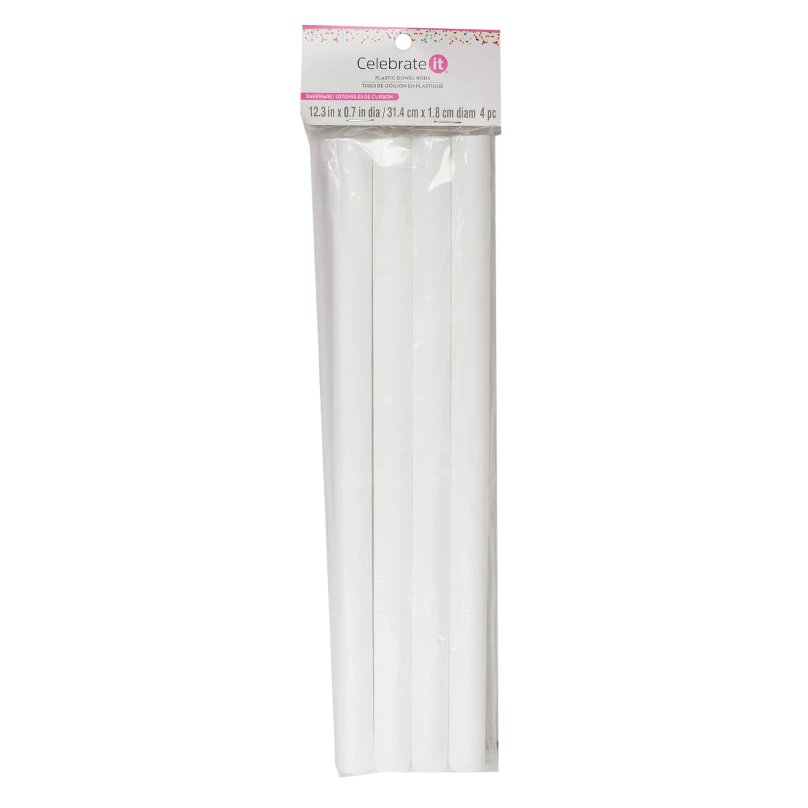 Plastic White Dowel Rods for Tiered Cake Construction, (30 cm x 1