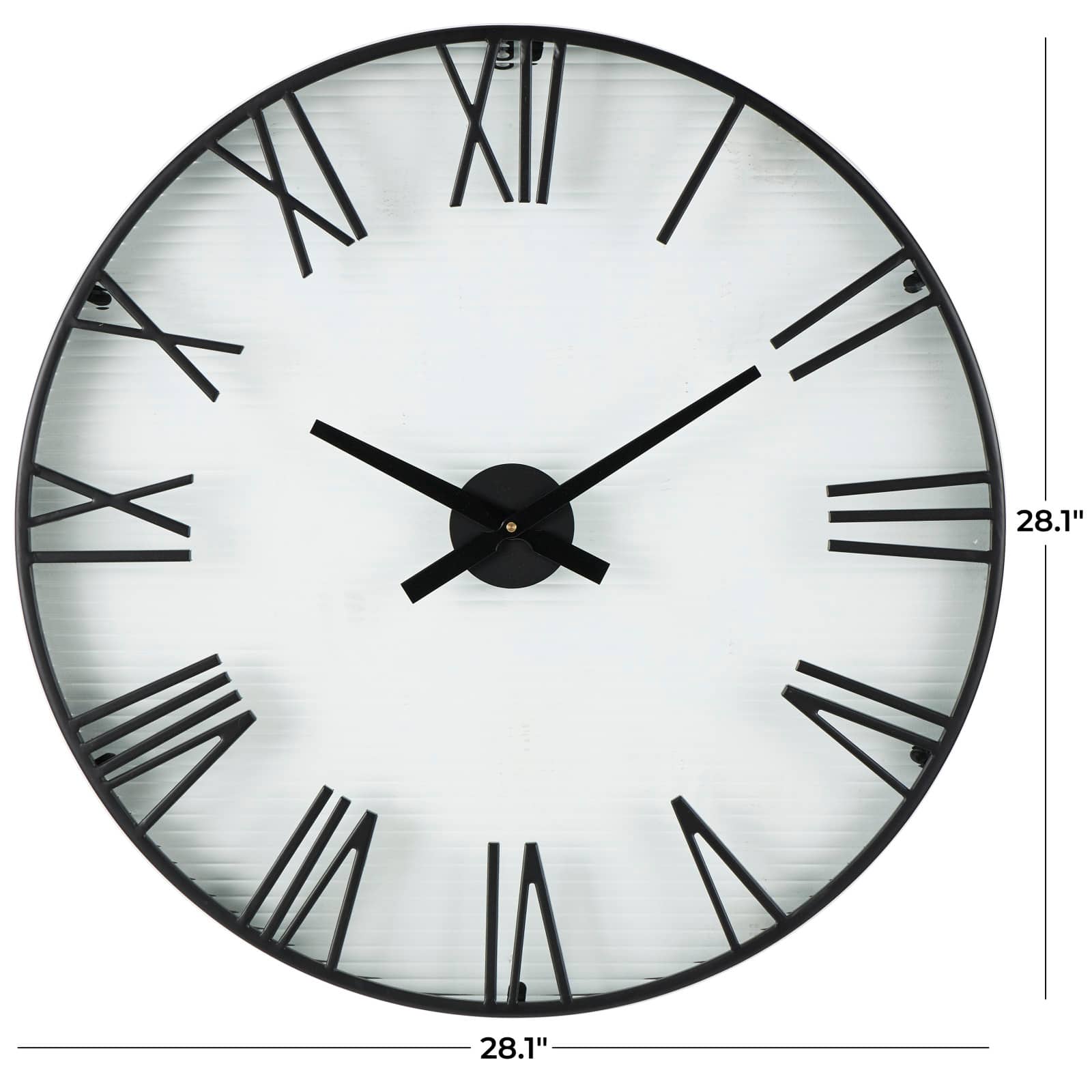 28&#x22; Black Metal Wall Clock with Clear Glass Face