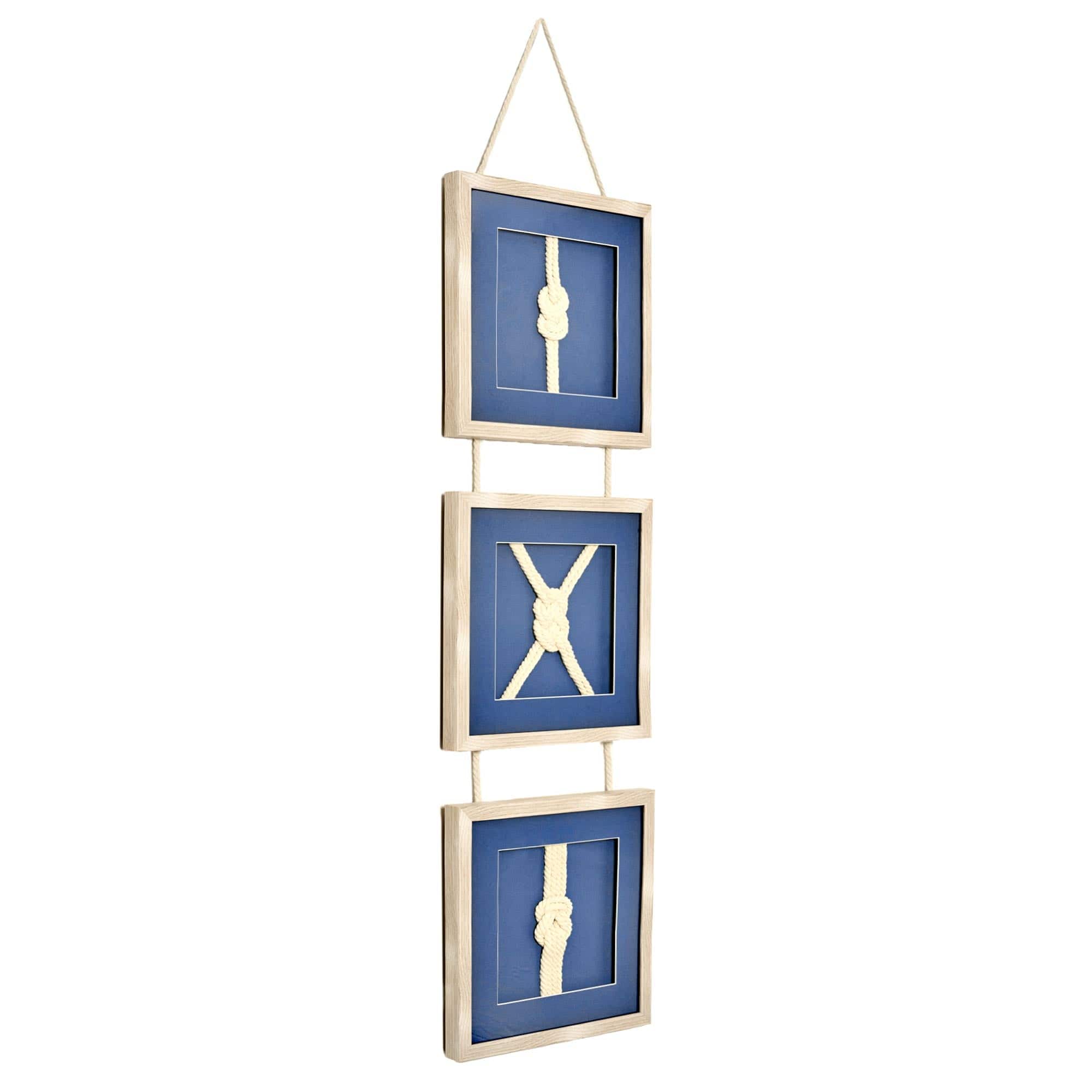 American Art Decor Naut Shore Framed Nautical Knots Vertical Wall Decor Set - 53&#x22; x 13&#x22;