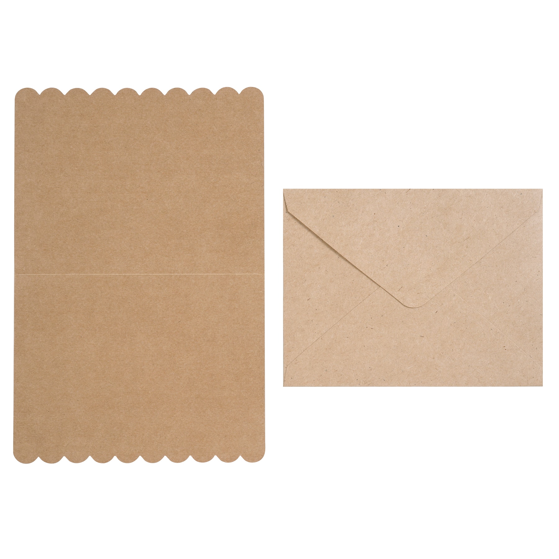 12 Packs: 10 ct. (120 total) 4.25" x 5.5" Kraft Scalloped Folded Cards & Envelopes by Recollections™