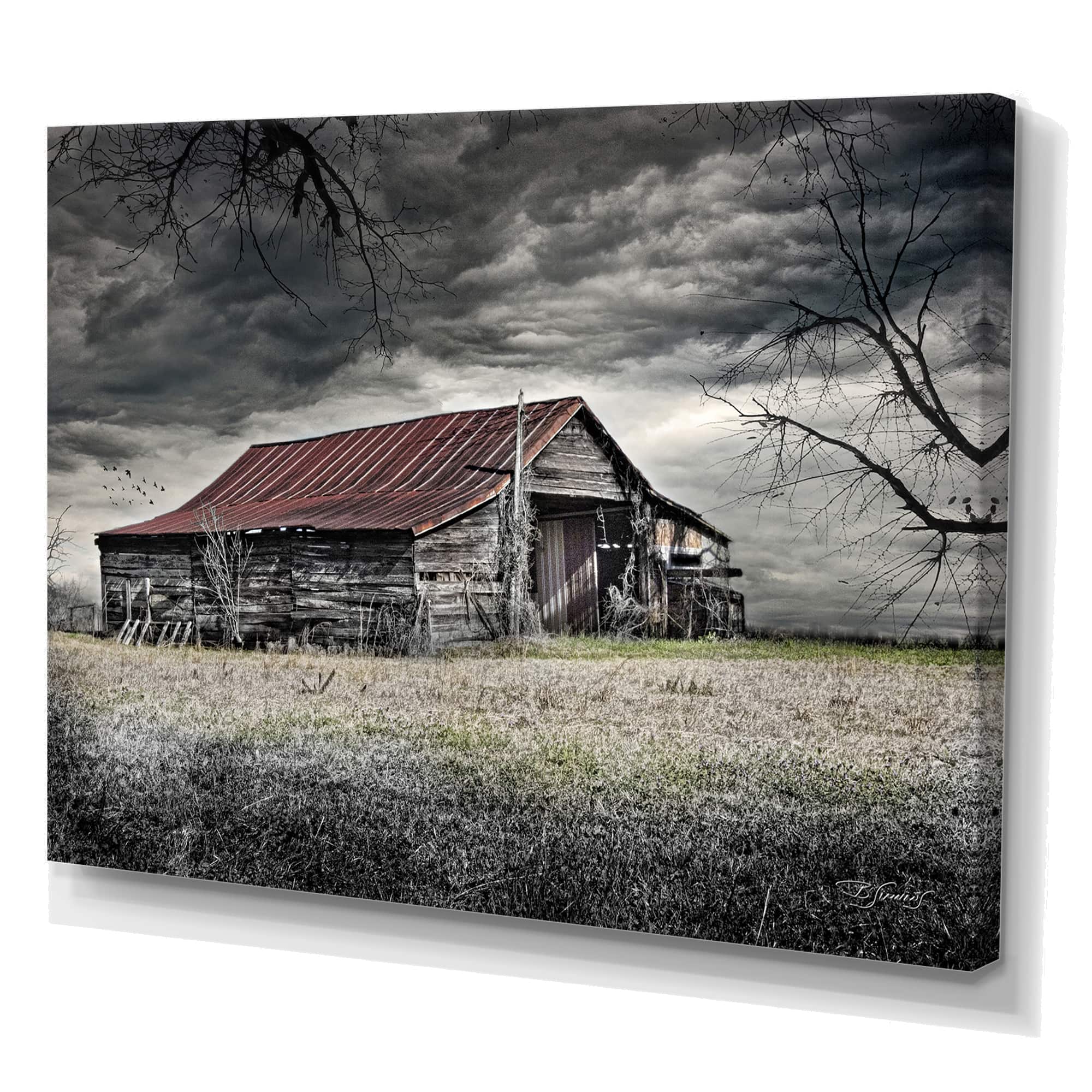 Designart - Storm Barn - Farmhouse Canvas Artwork