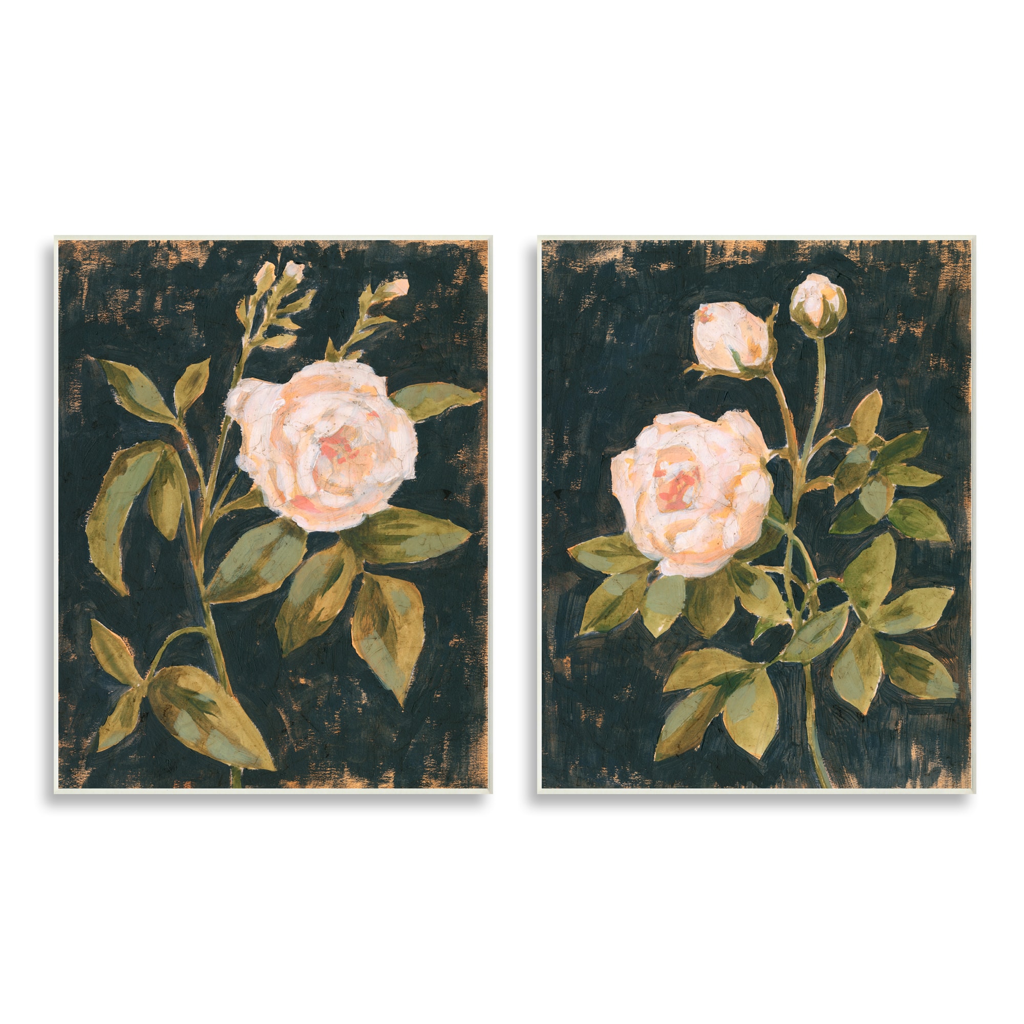 Stupell Industries Enchanted Vintage Pink Rose Wall Plaque Set